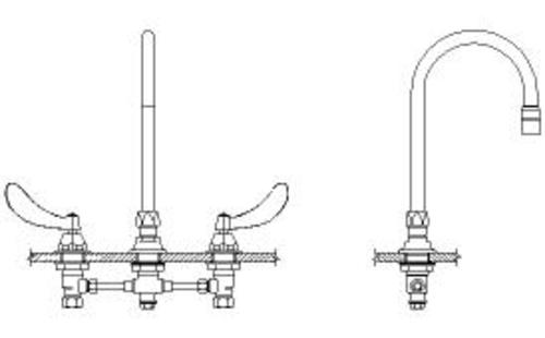 Delta 27C2934 Double Handle 1.5GPM Ceramic Disc Below Deck mount Kitchen Faucet with Blade Handles Gooseneck Spout and Vandal Resistant Aerator from