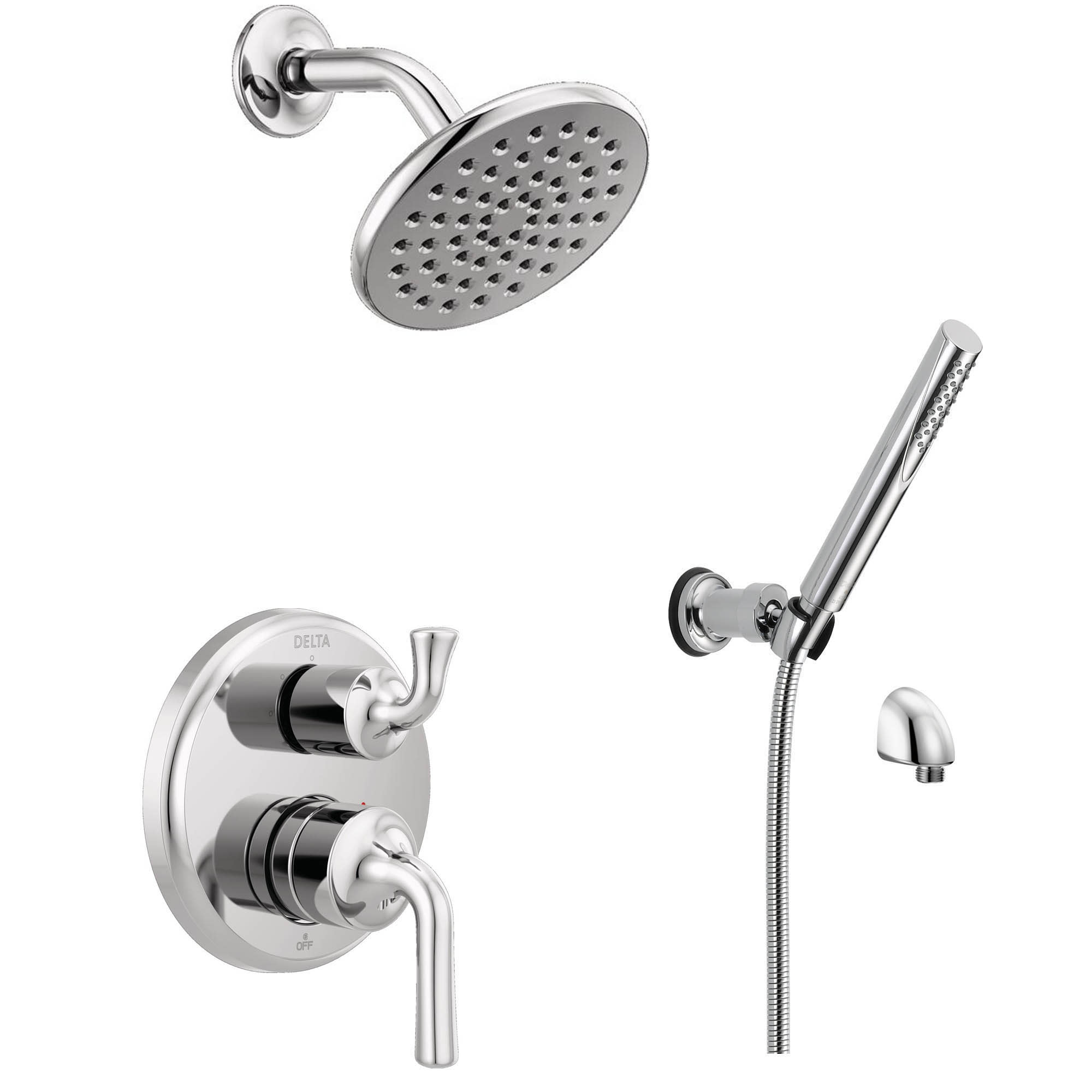 Delta DSS-Kayra-1405 Kayra 14 Series Pressure Balanced Shower System with Shower Head and Hand Shower - Includes Rough-In Valve Chrome Showers Shower