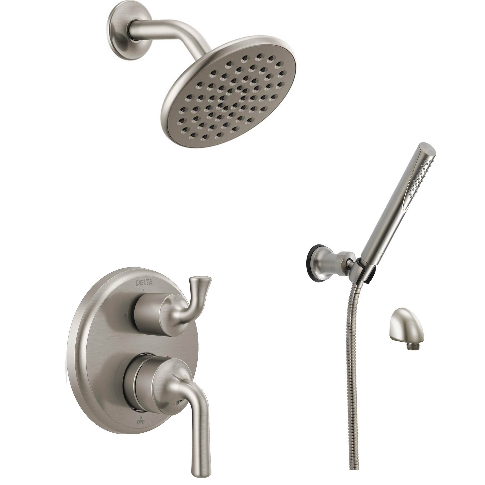 Delta DSS-Kayra-1405 Kayra 14 Series Pressure Balanced Shower System with Shower Head and Hand Shower - Includes Rough-In Valve Brilliance Stainless