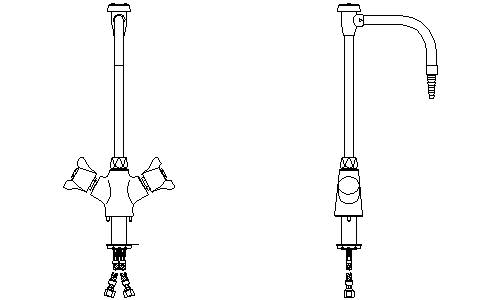 Delta W6760-10 Double Handle Single Hole Gooseneck Laboratory Mixing Faucet with Serrated Nozzle and 6" Angle Spout from the Commercial Series Chrome