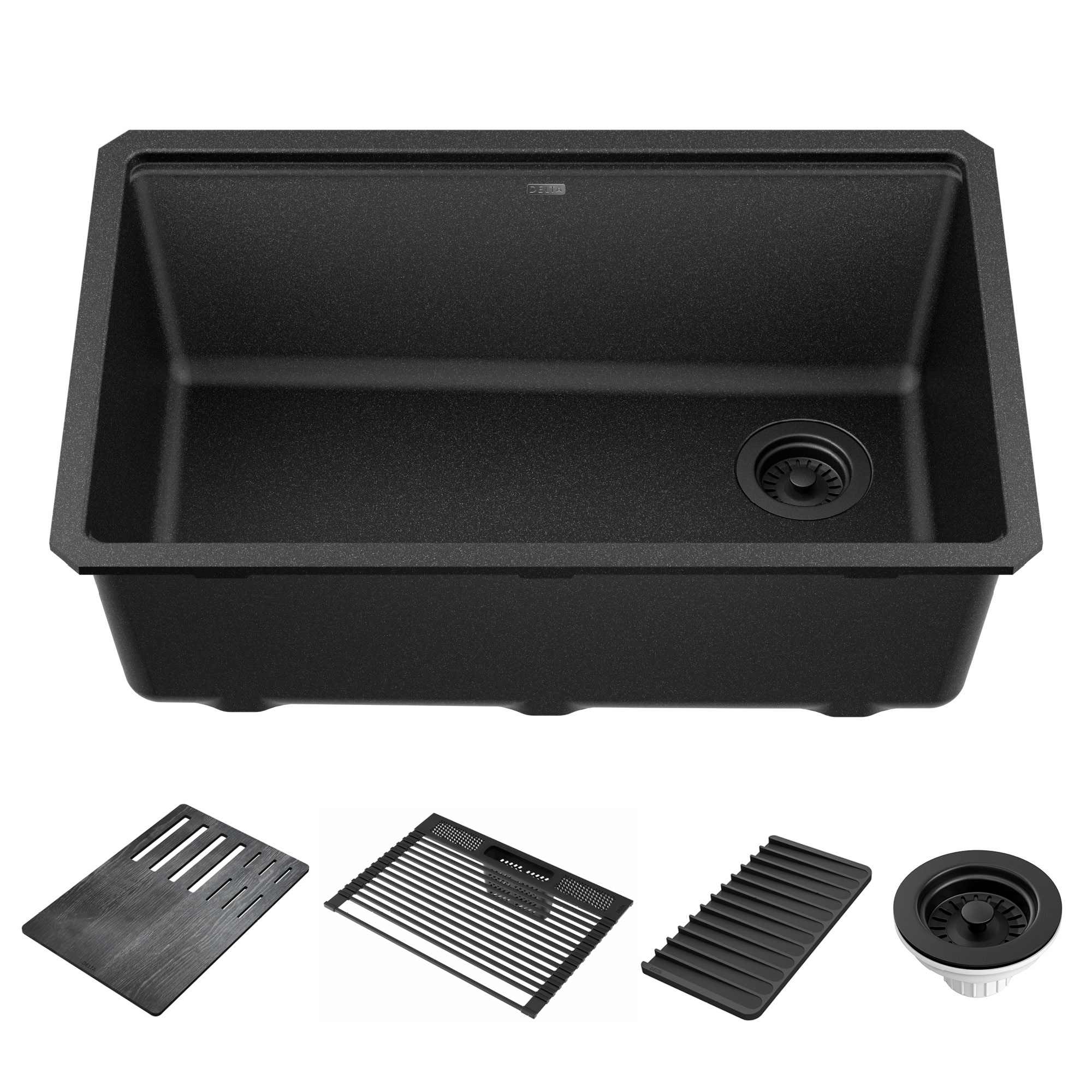 Photos - Kitchen Sink Delta 75B933-30S Everest 30” Workstation  Undermount Granite Composite Single Bowl with WorkFlow Ledge and Acces 