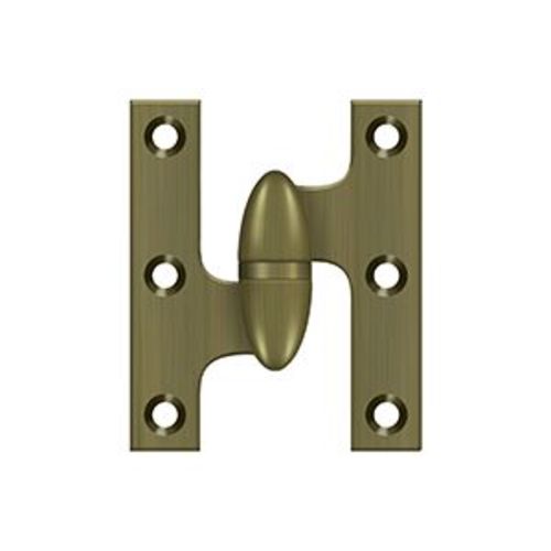 Photos - Furniture Hardware Deltana OK2520-L 2-1/2" x 2" Solid Brass Left Hand Olive Knuckle Hinge Antique Brass Cabinet Hinges Inset Hinges Olive Knuck