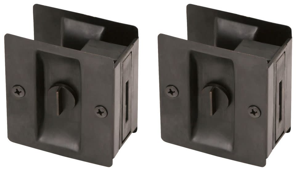 Photos - Door Lock Design House 182139 2-3/4 Inch x 2-1/2 Inch Brass Privacy Pocket  - 2 Pack Oil Rubbed Bronze Sliding Door Hardware 