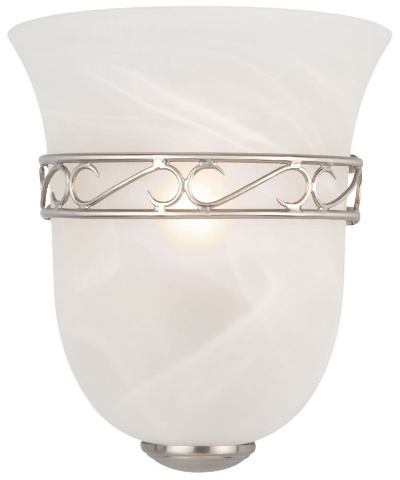 Photos - Chandelier / Lamp Design House 514588 Marlowe 9" Tall Wall Sconce with Alabaster Glass Shade - ADA Compliant Satin Nickel Indoor Lighting Wall 