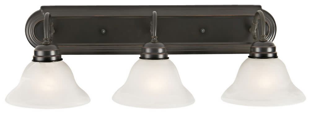 Photos - Chandelier / Lamp Design House 517615 Millbridge 3 Light 27" Wide Vanity Light with Frosted Glass Shades Oil Rubbed Bronze Indoor Lighting Bat 