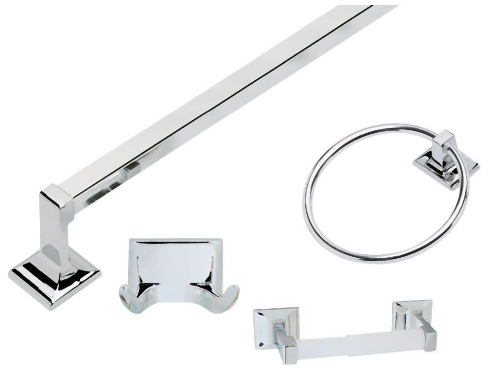 Photos - Towel Holder Design House 534628 Millbridge 4 Piece Accessory Kit with 24" Towel Bar Tissue Holder Double Robe Hook and Towel Ring Polish 