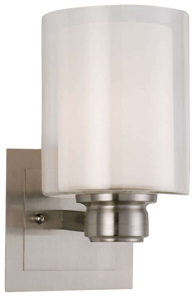 Photos - Chandelier / Lamp Design House 556134 Oslo 10" Tall Wall Sconce with Clear Glass and Frosted Glass Shade Satin Nickel Indoor Lighting Wall Sco 
