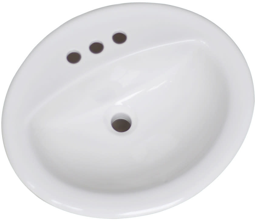 Photos - Bathroom Sink Design House 573428 20" Oval Ceramic Drop In  with Overflow and 3 Faucet Holes at 4" Centers White Sinks Bathro 