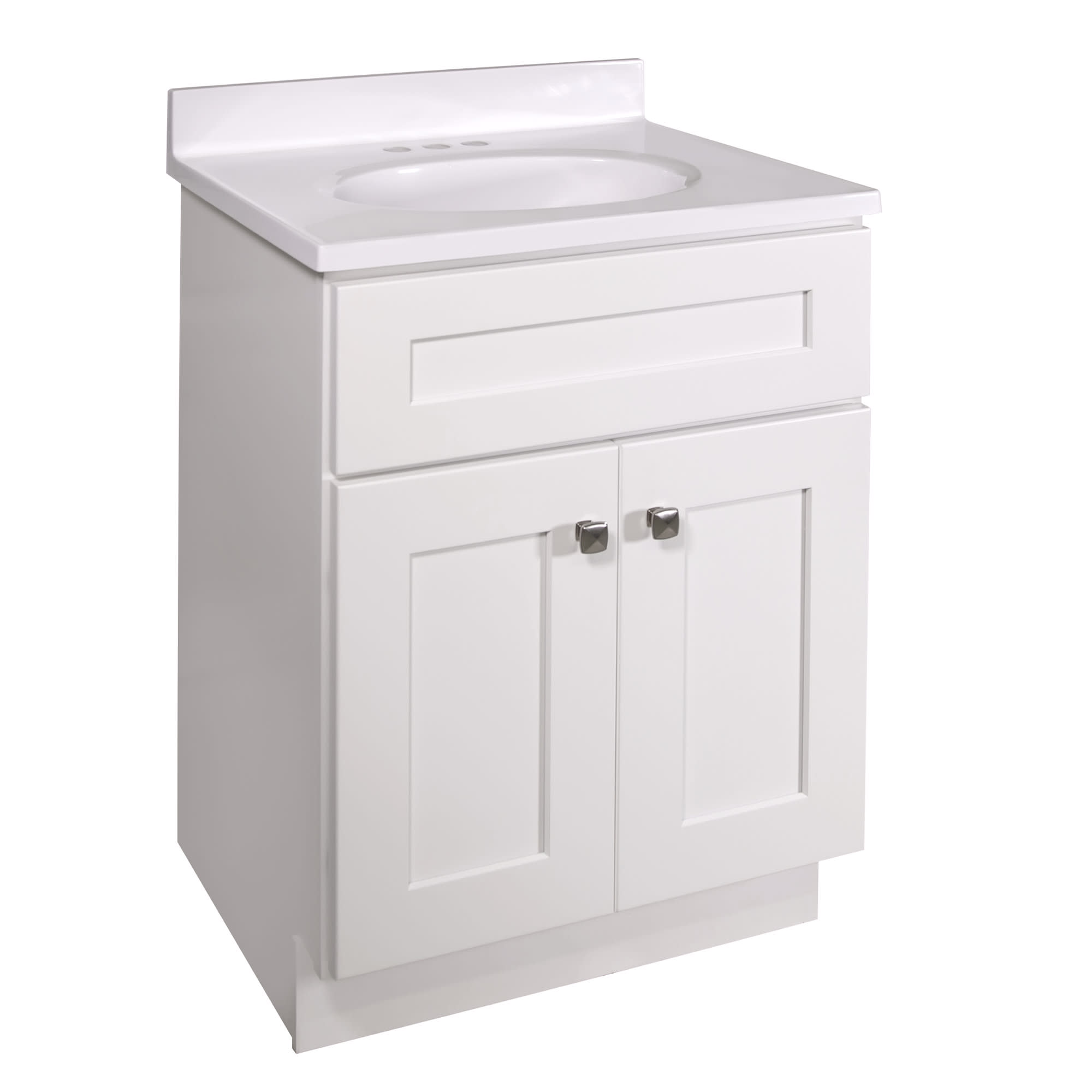 Photos - Washbasin cabinet Design House 584722 Brookings 24" Free Standing Single Basin Vanity Set with Cabinet and Cultured Marble Vanity Top White Ba 