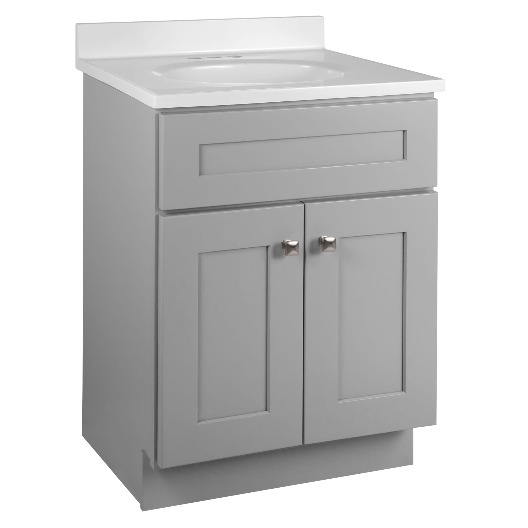 Photos - Washbasin cabinet Design House 597526 Brookings 24" Free Standing Single Basin Vanity Set with Cabinet and Cultured Marble Vanity Top Gray Bat 