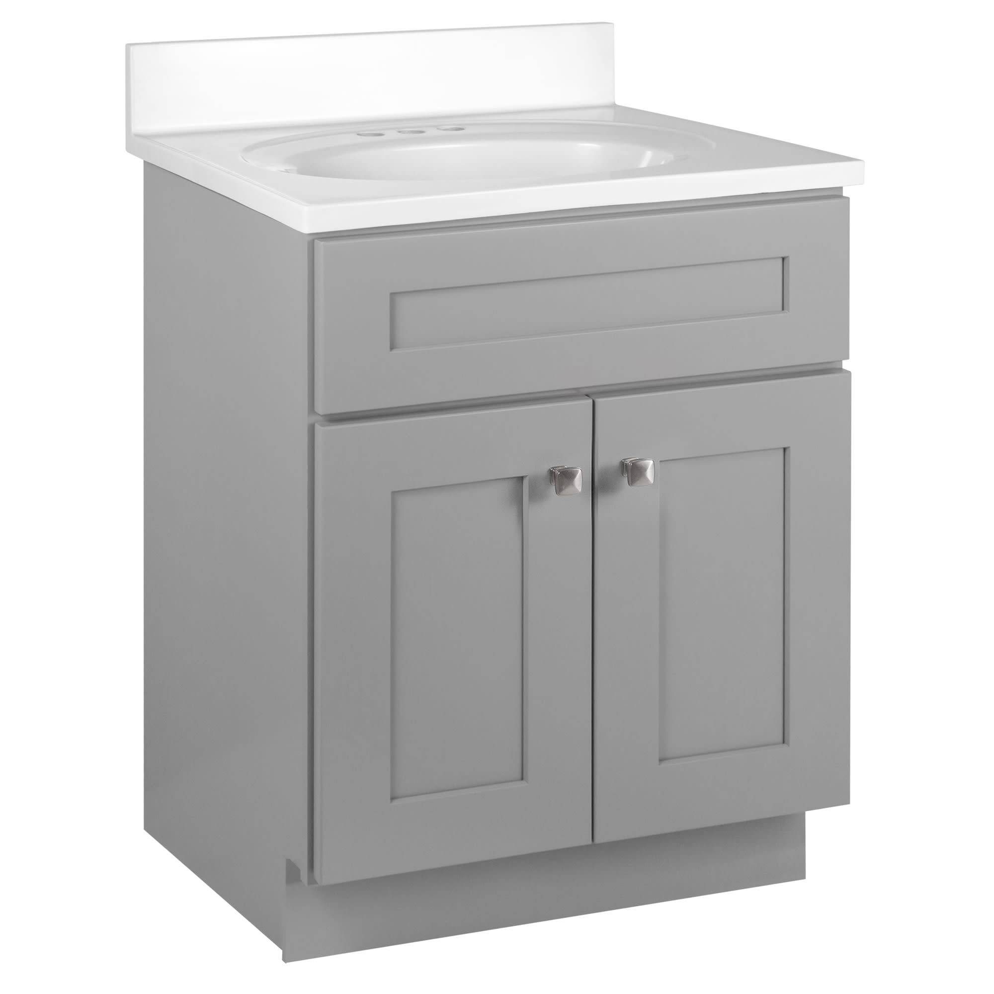 Photos - Washbasin cabinet Design House 597559 Brookings 24" Free Standing Single Basin Vanity Set with Cabinet and Cultured Marble Vanity Top Gray Bat 