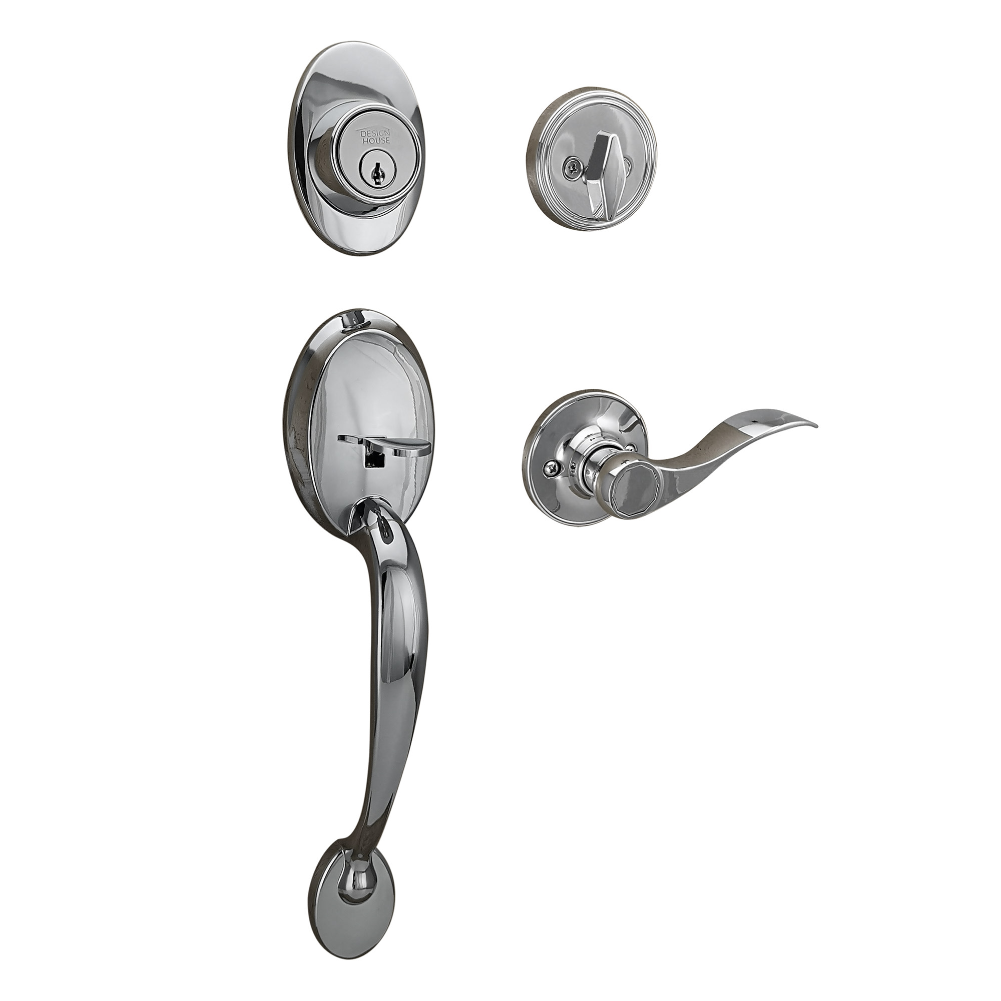 Photos - Interior Door Design House 779066 Springdale Sectional Single Cylinder Keyed Entry Handleset with Interior Classic Lever Polished Chrome D 