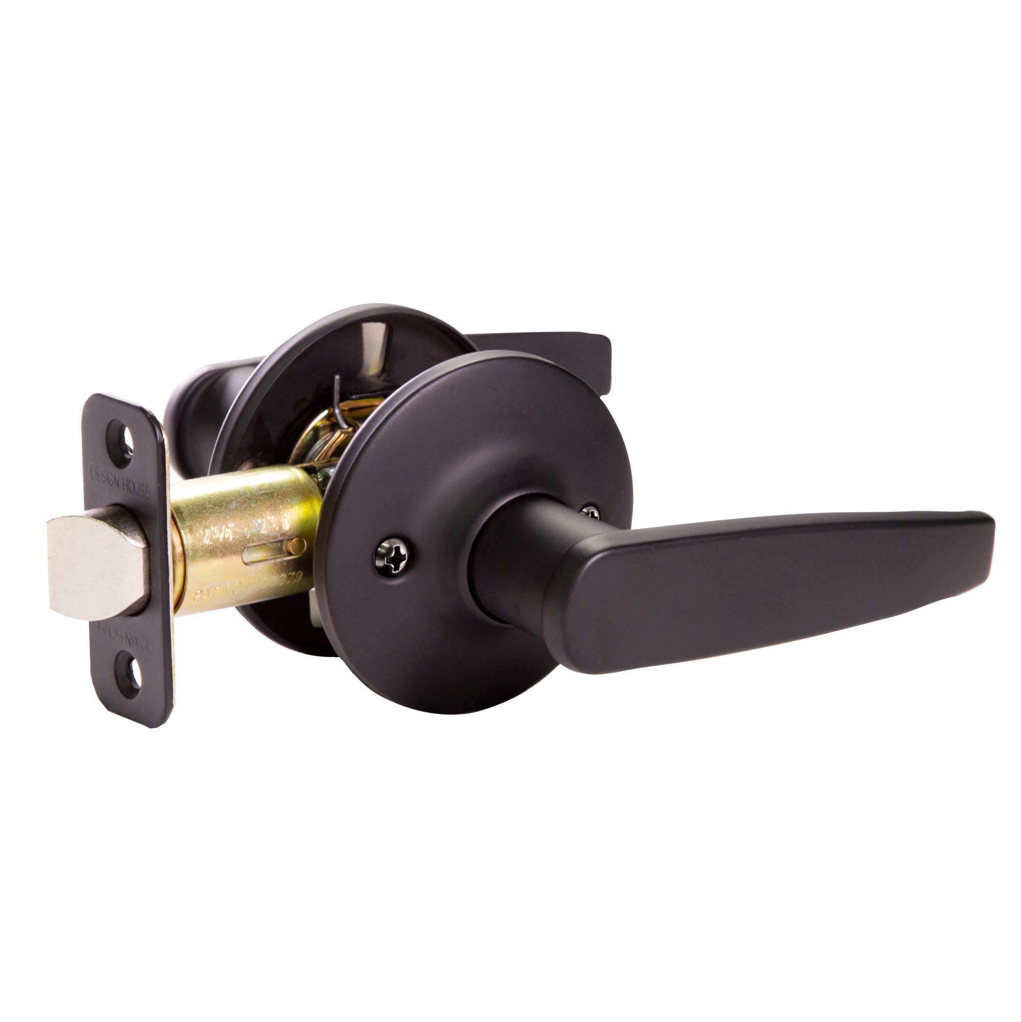 Photos - Door Handle Design House 779132 Delavan Series Passage Door Lever Set with Round Rose Matte Black Door Hardware Door Levers Passage Door 