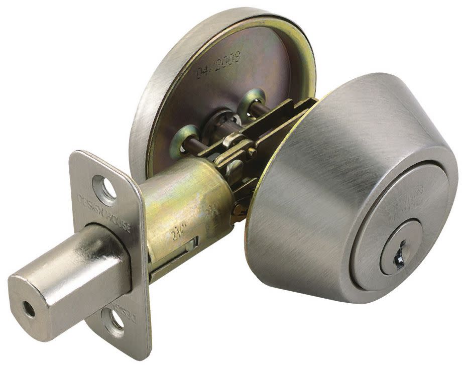 Photos - Door Lock Design House 783589 Single Cylinder Deadbolt Reversible for Left or Right Hand Doors Satin Nickel Door Hardware Deadbolts Ke 
