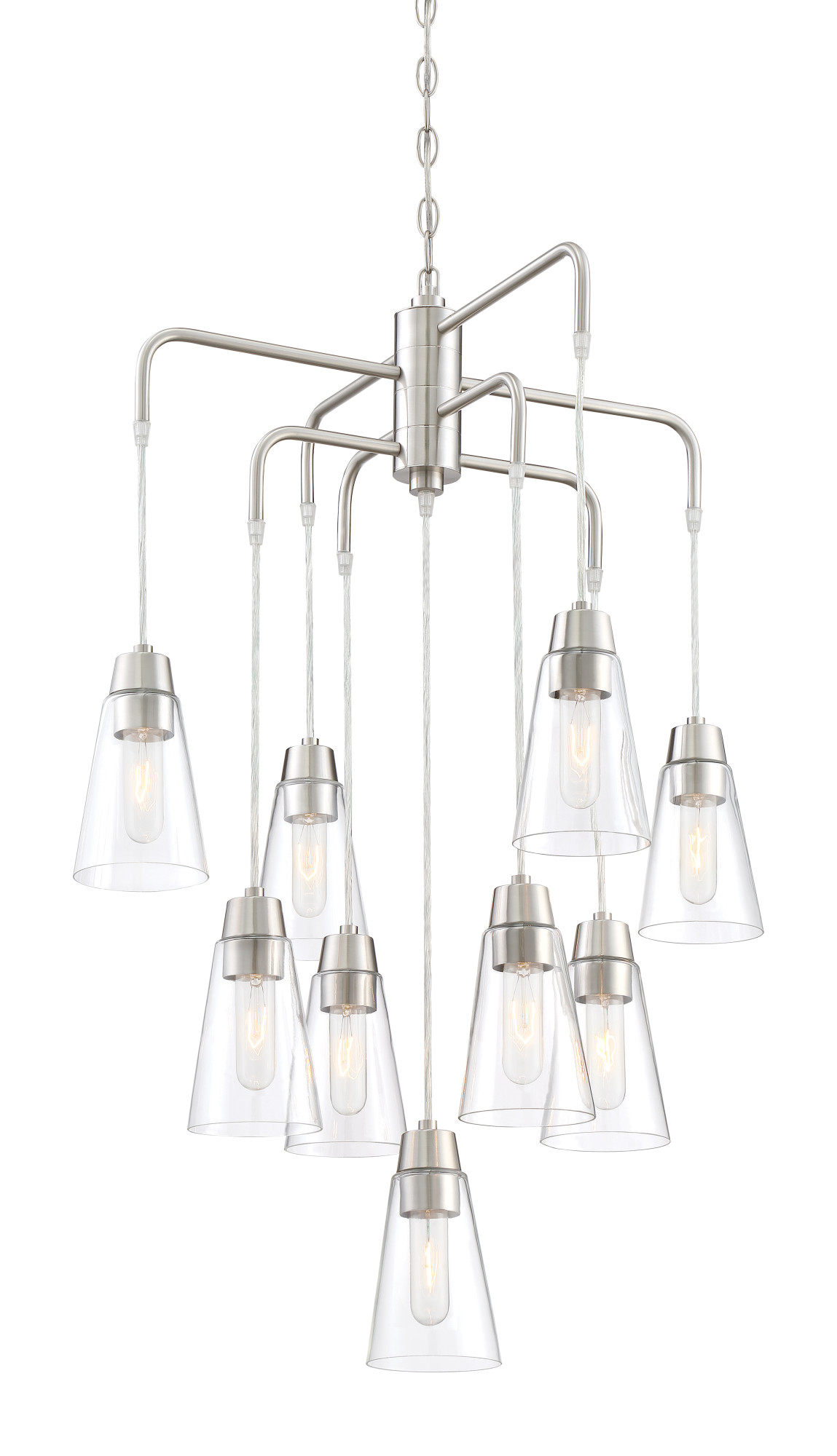Photos - Chandelier / Lamp Designers Fountain 87889 Echo 9 Light 3 Tier Chandelier Satin Platinum Indoor Lighting Chandeliers 87889-SP