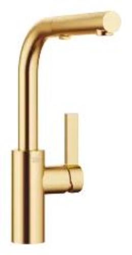 Dornbracht 33871790 Elio 1.5 GPM Single Hole Pull Out Kitchen Faucet with Swivel Spout and Spray Mode Brushed Durabrass (23kt Gold) Faucet Kitchen