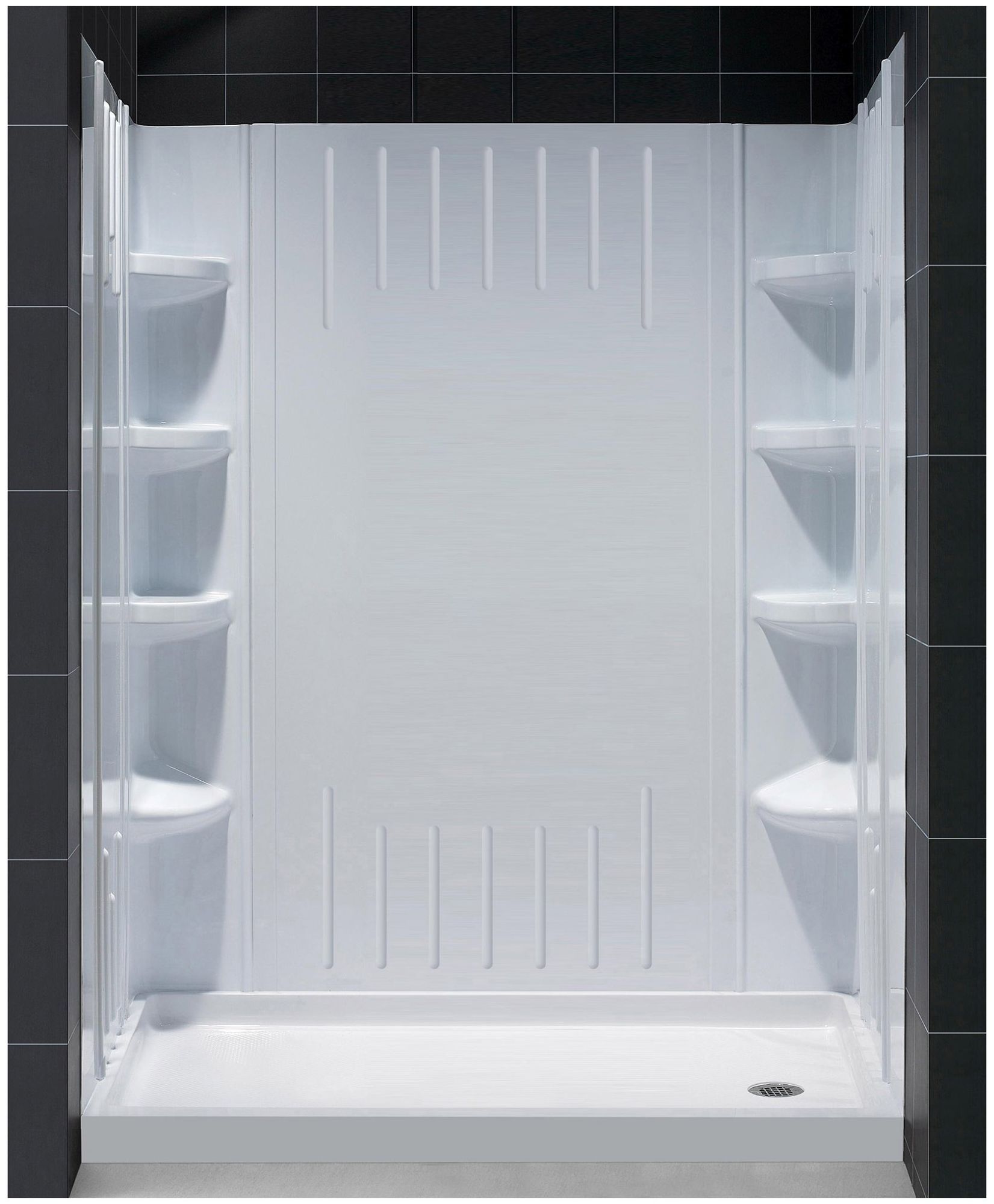 Photos - Shower Enclosure Dream Line DreamLine DL-6146 SlimLine Shower Installation Package with 75-5/8" High x 60" Wide x 32" Deep Shower Walls and 32" by 60" S 