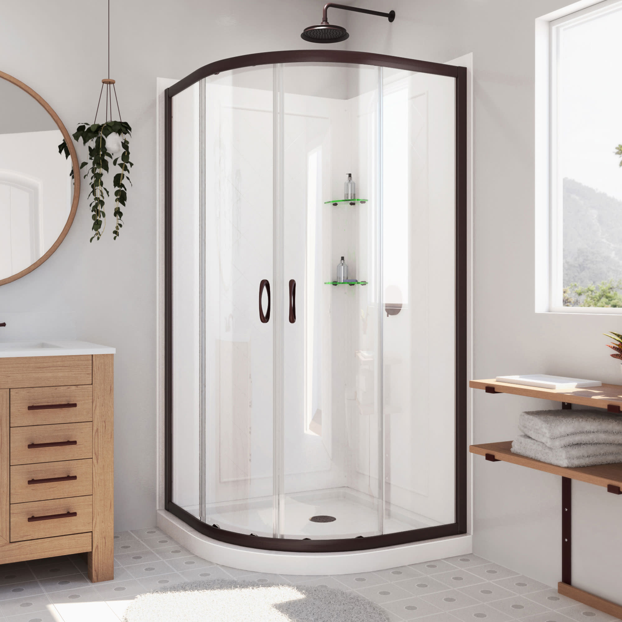 Photos - Shower Enclosure Dream Line DreamLine DL-6154-CL Prime 38" Wide x 76 3/4" High Semi-Frameless Clear Glass Sliding  - Includes Shower Bas 