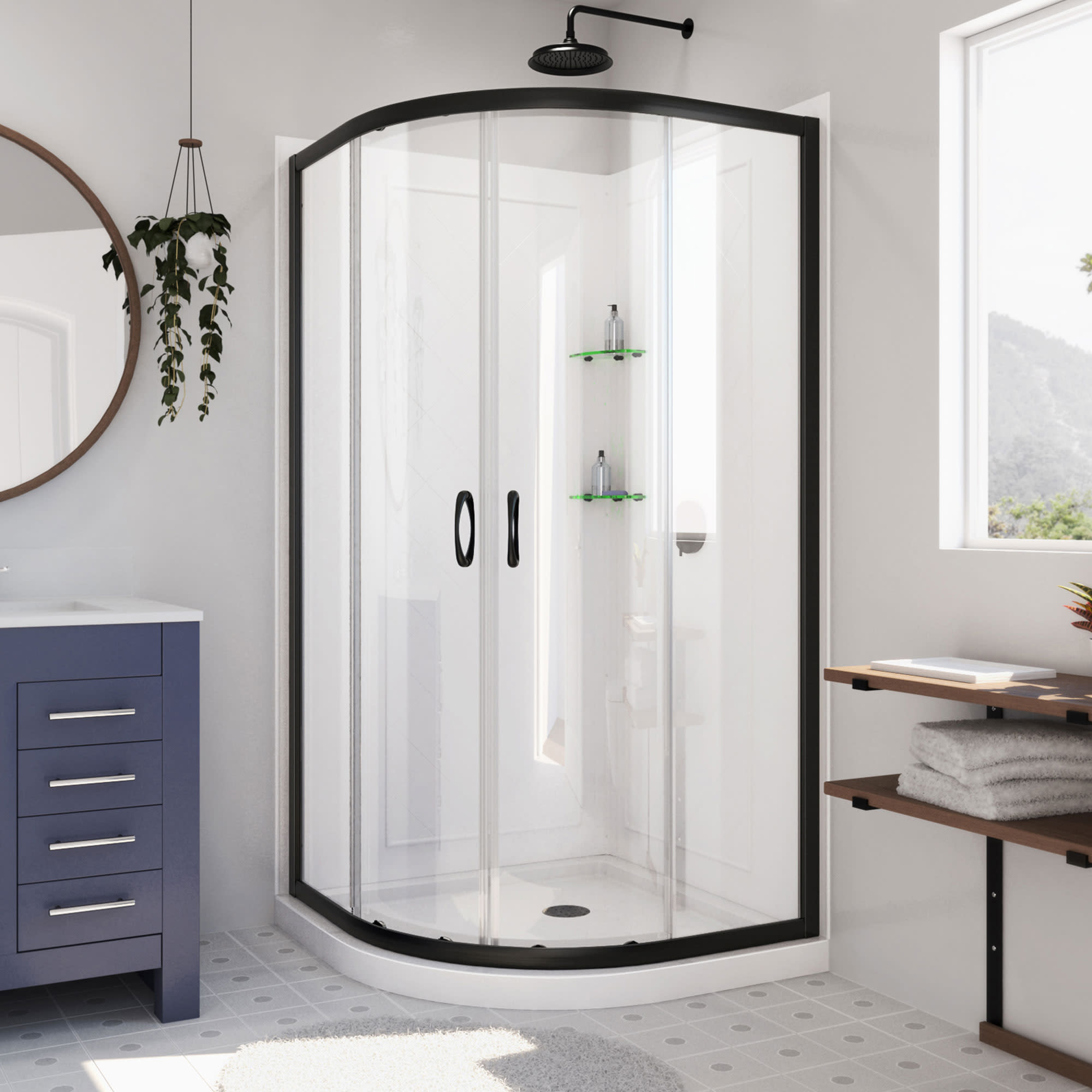 Photos - Shower Enclosure Dream Line DreamLine DL-6154-CL Prime 38" Wide x 76 3/4" High Semi-Frameless Clear Glass Sliding  - Includes Shower Bas 
