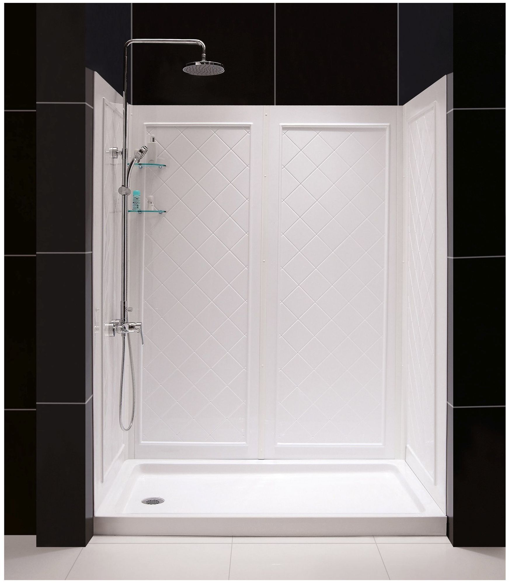 Photos - Shower Enclosure Dream Line DreamLine DL-6189 SlimLine Shower Installation Package with 76-3/4" High x 60" Wide x 30" Deep Shower Walls and 30" by 60" S 
