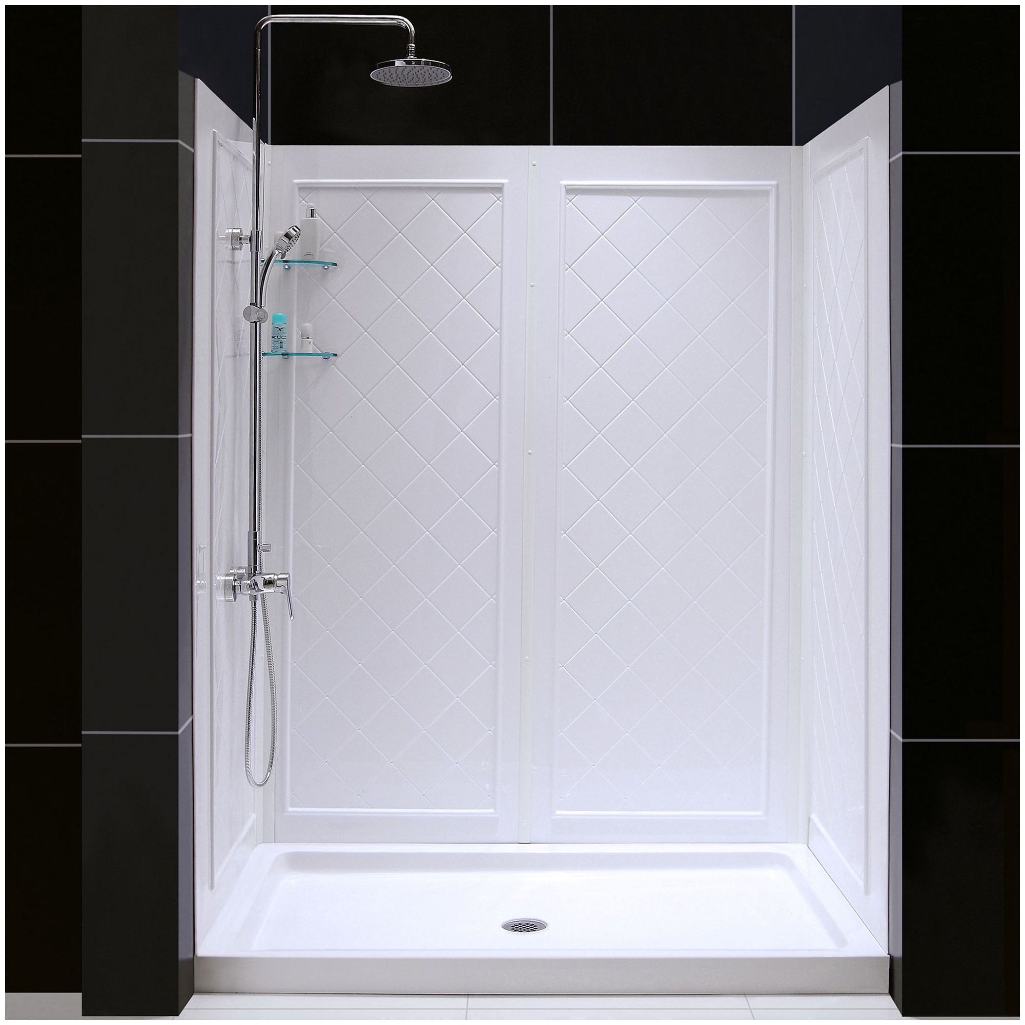 Photos - Shower Enclosure Dream Line DreamLine DL-6192 SlimLine Shower Installation Package with 76-3/4" High x 60" Wide x 36" Deep Shower Walls and 36" by 60" S 