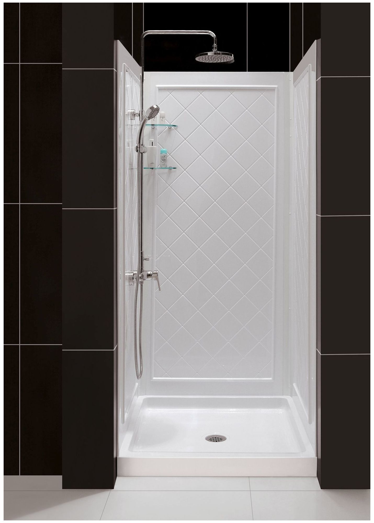 Photos - Shower Enclosure Dream Line DreamLine DL-6194 SlimLine Shower Installation Package with 76-3/4" High x 36" Wide x 36" Deep Shower Walls and 36" by 36" S 