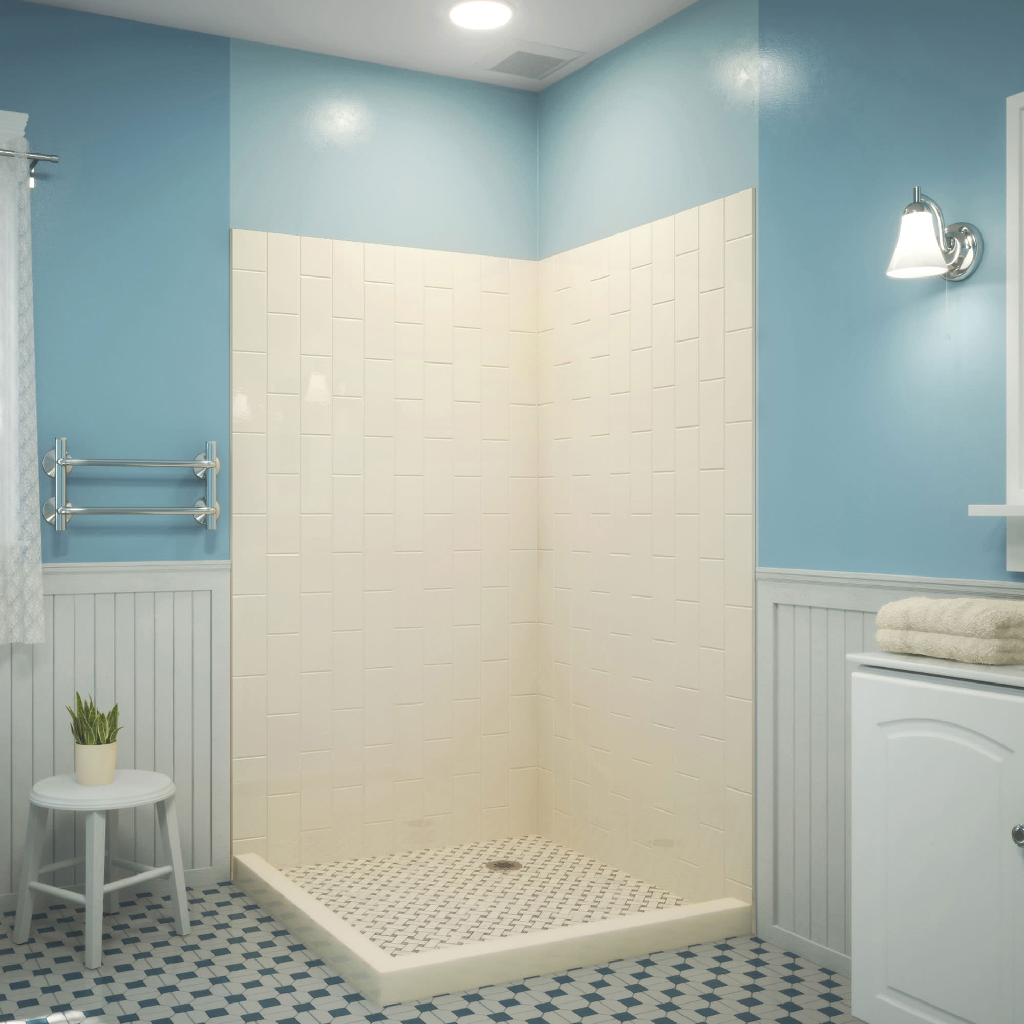 Photos - Shower Enclosure Dream Line DreamLine SHBW-1541760 QWALL-VS 41" W x 41" D x 76" H Acrylic Corner Backwall Shower Kit Biscuit Shower Stalls and Doors Sho 