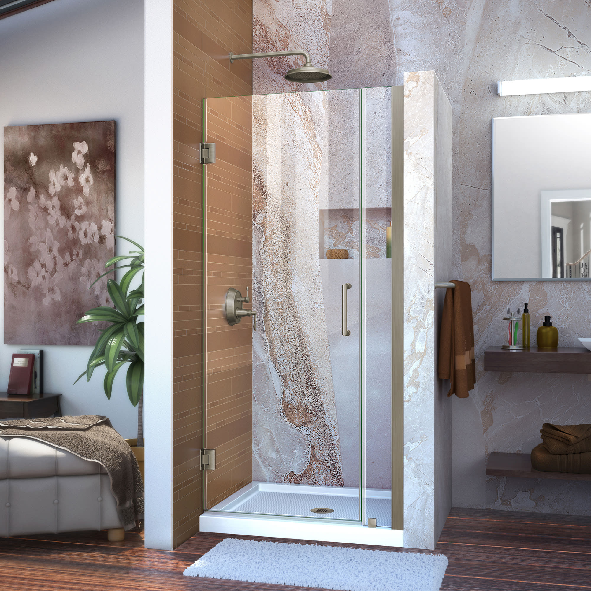 Photos - Shower Screen Dream Line DreamLine SHDR-20337210 Duet Plus 44 - 48" W x 72" H Semi-Frameless Bypass Sliding Shower Door Brushed Nickel Shower Stalls
