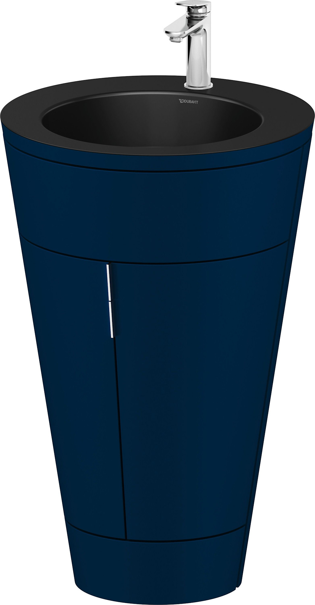 Duravit S19514O100000 Starck 1 22" Free Standing Single Basin Vanity Set with Cabinet and Ceramic Vanity Top Satin Matte Night Blue Bathroom Storage