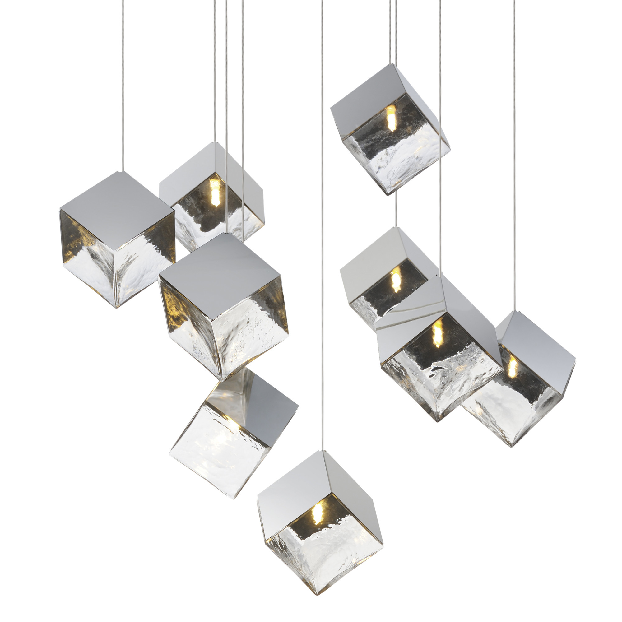 Photos - Chandelier / Lamp ET2 E24689 Ice Cube 9 Light 34" Wide LED Multi Light Pendant Polished Chrome / Clear Indoor Lighting Pendants E24689-28PC