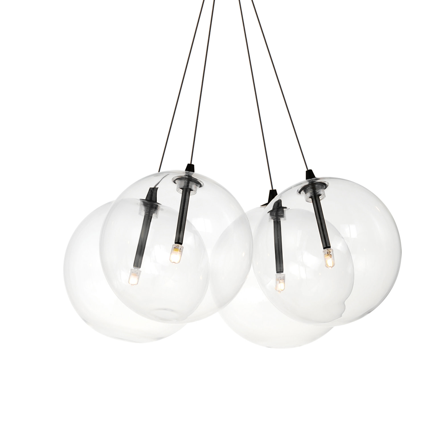 Photos - Chandelier / Lamp ET2 E25084-18 Burst 4 Light 17" Wide LED Pendant with Clear Shades Black Indoor Lighting Pendants E25084-18BK