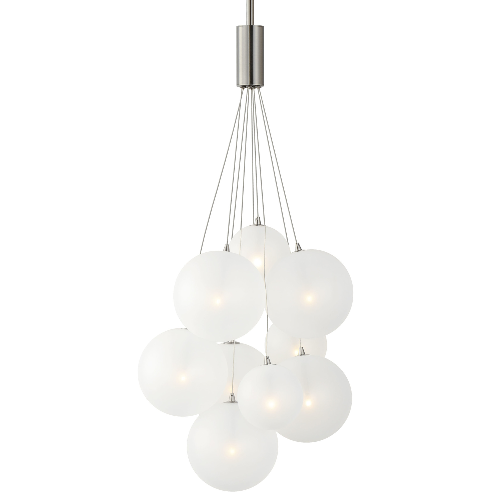 Photos - Chandelier / Lamp ET2 E25087-54 Burst 9 Light 20" Wide LED Pendant with Frosted Shades Satin Nickel Indoor Lighting Pendants E25087-54SN