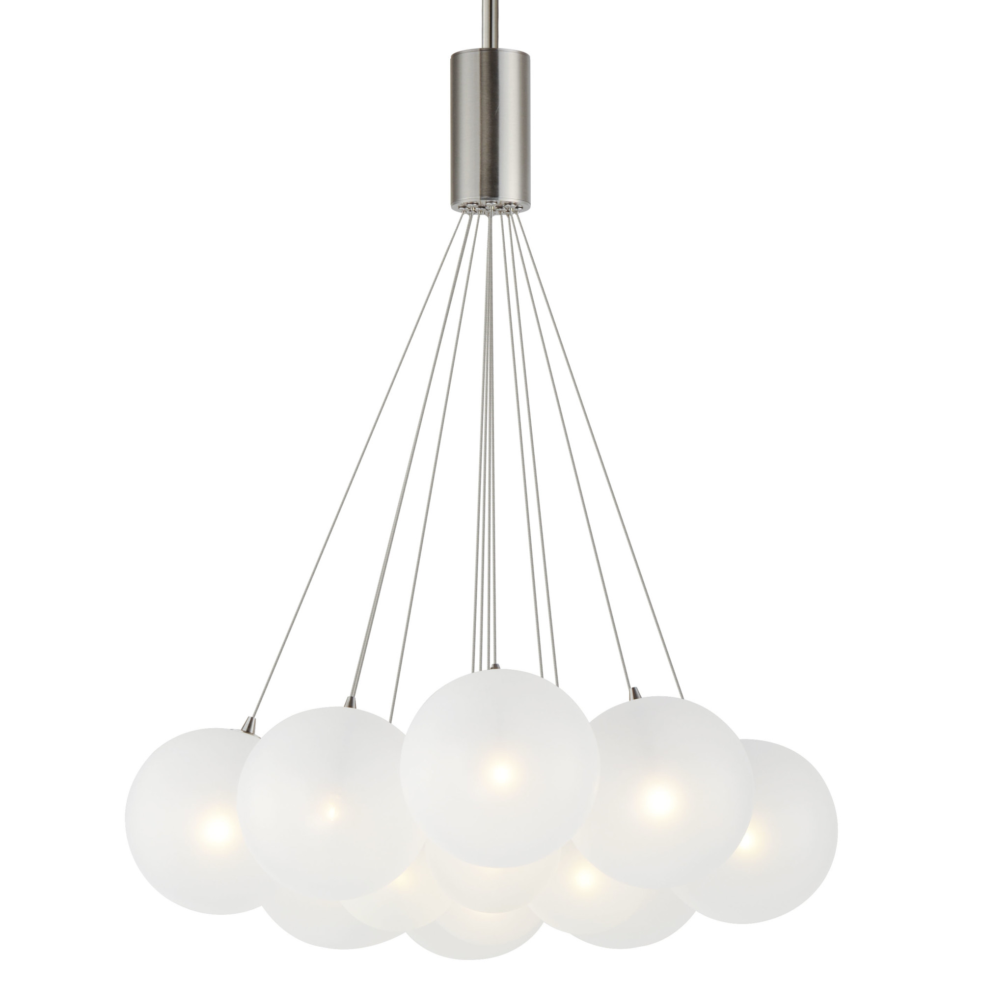 Photos - Chandelier / Lamp ET2 E25089-54 Burst 12 Light 27" Wide LED Pendant with Frosted Shades Satin Nickel Indoor Lighting Pendants E25089-54SN