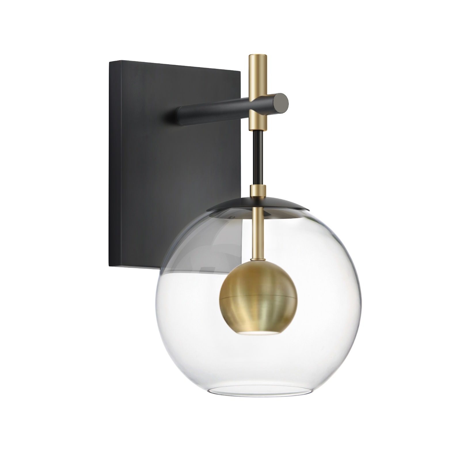 Photos - Chandelier / Lamp ET2 E25151 Nucleus 13" Tall LED Wall Sconce Black / Natural Aged Brass Indoor Lighting Wall Sconces E25151-BKNAB