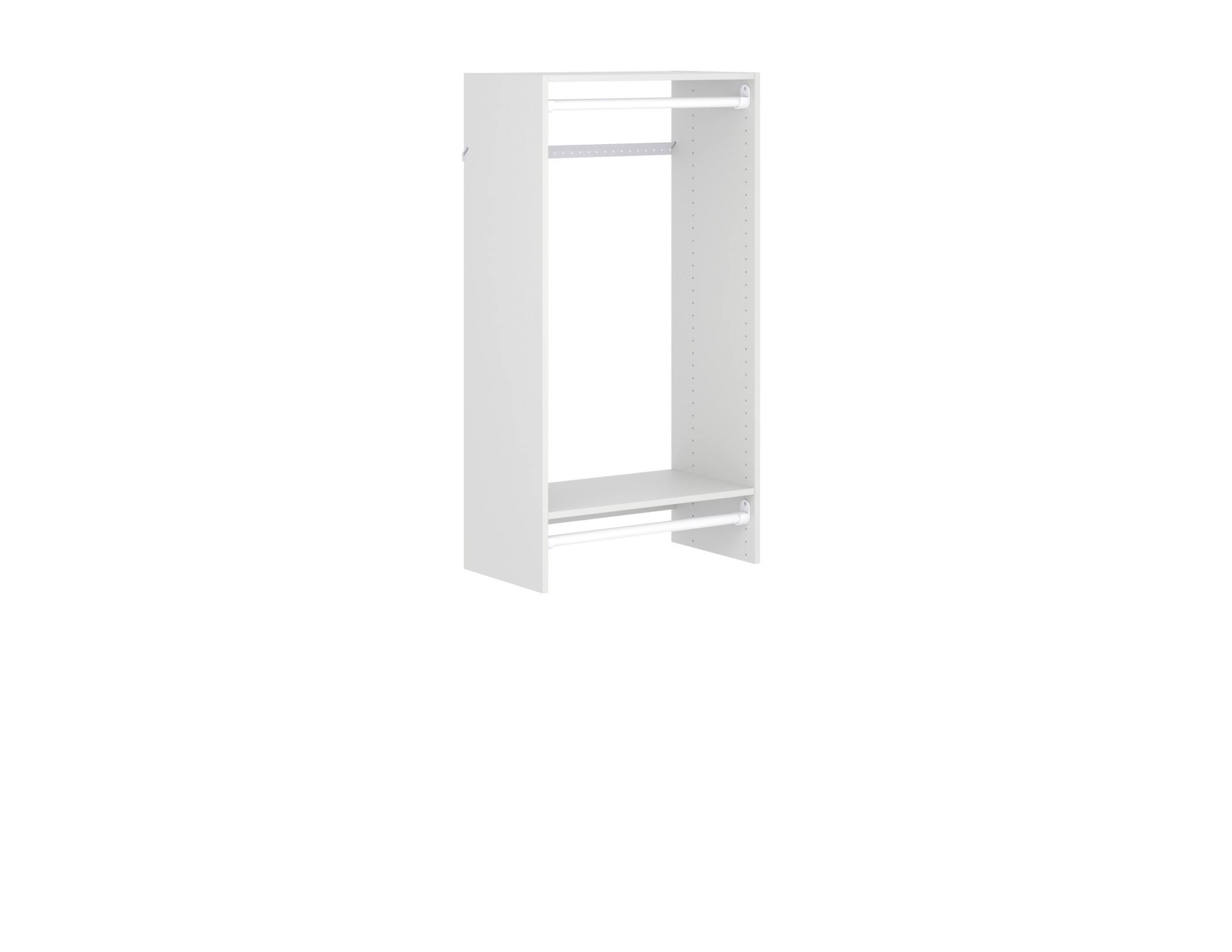 Easy Track 680099 25-1/8 Inch Wide Double Hanging Rod Closet Organizer System White Storage and Organization Closet Organizers Closet Systems