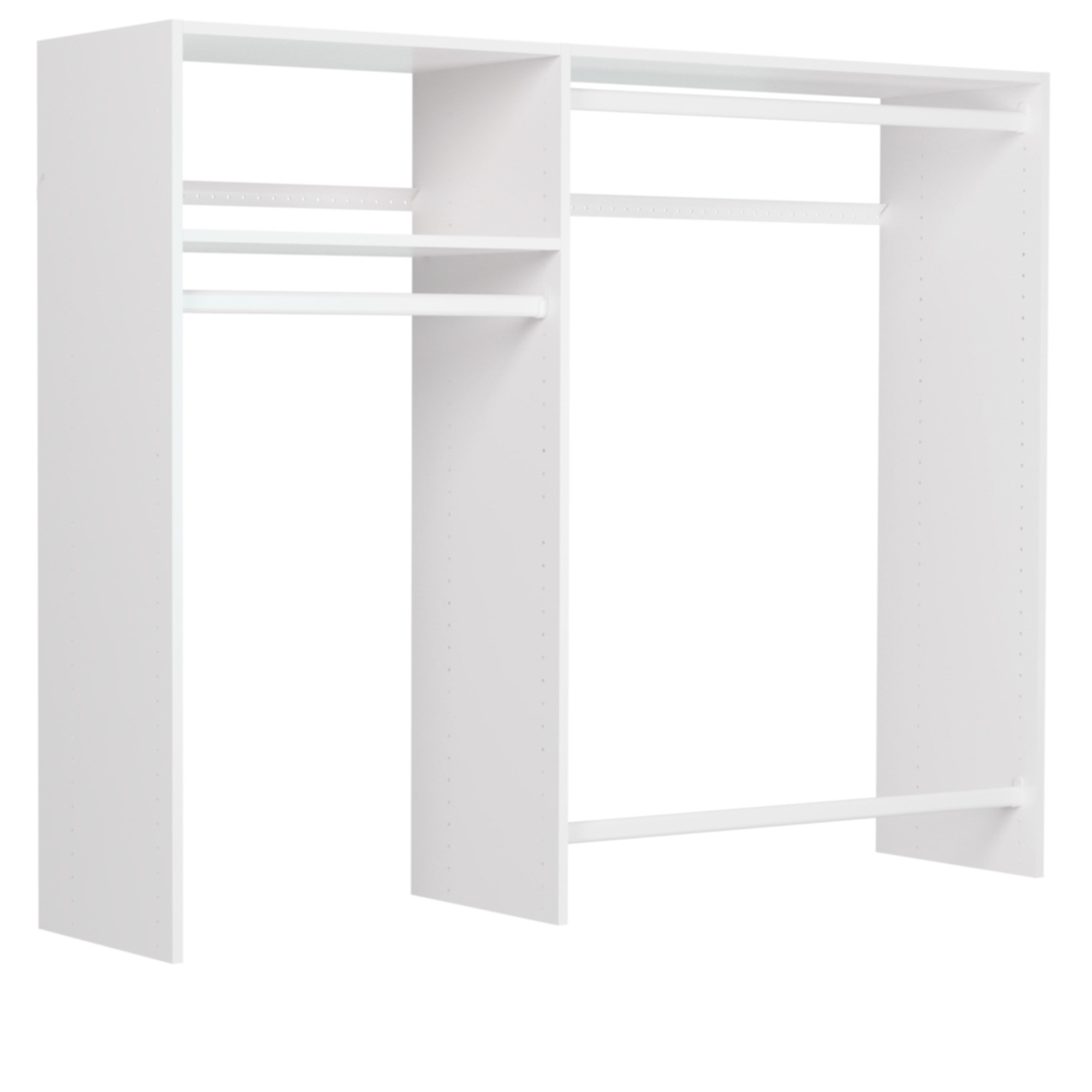 Easy Track OK0348 3 to 5 Foot Wide Hanging Closet System Kit White Storage and Organization Closet Organizers Closet Systems
