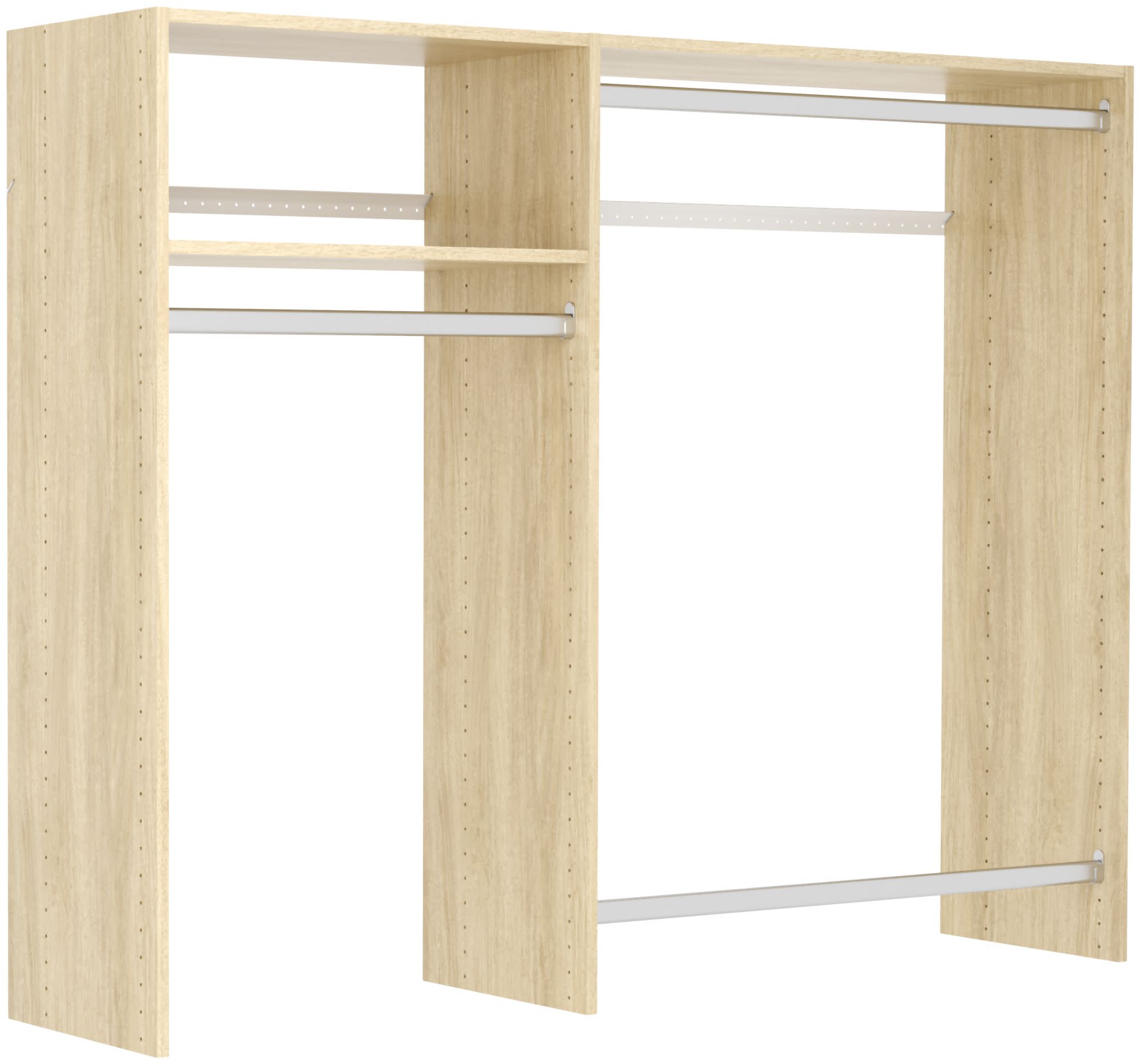 Easy Track OK0348 3 to 5 Foot Wide Hanging Closet System Kit Honey Blonde Storage and Organization Closet Organizers Closet Systems