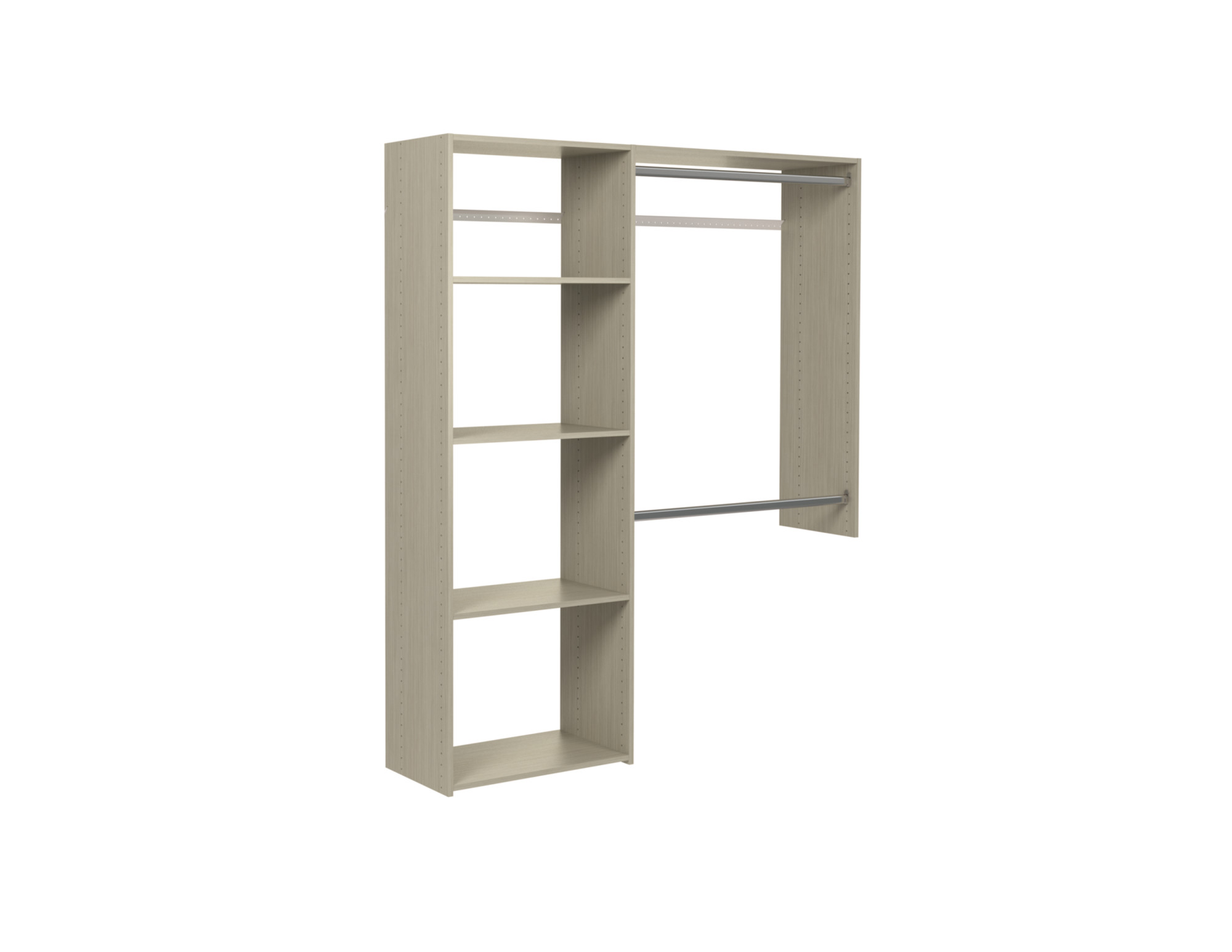 Easy Track OK7248 60 Inch Wide Deluxe Hanging Closet System with Shelves Weathered Grey Storage and Organization Closet Organizers Closet Systems