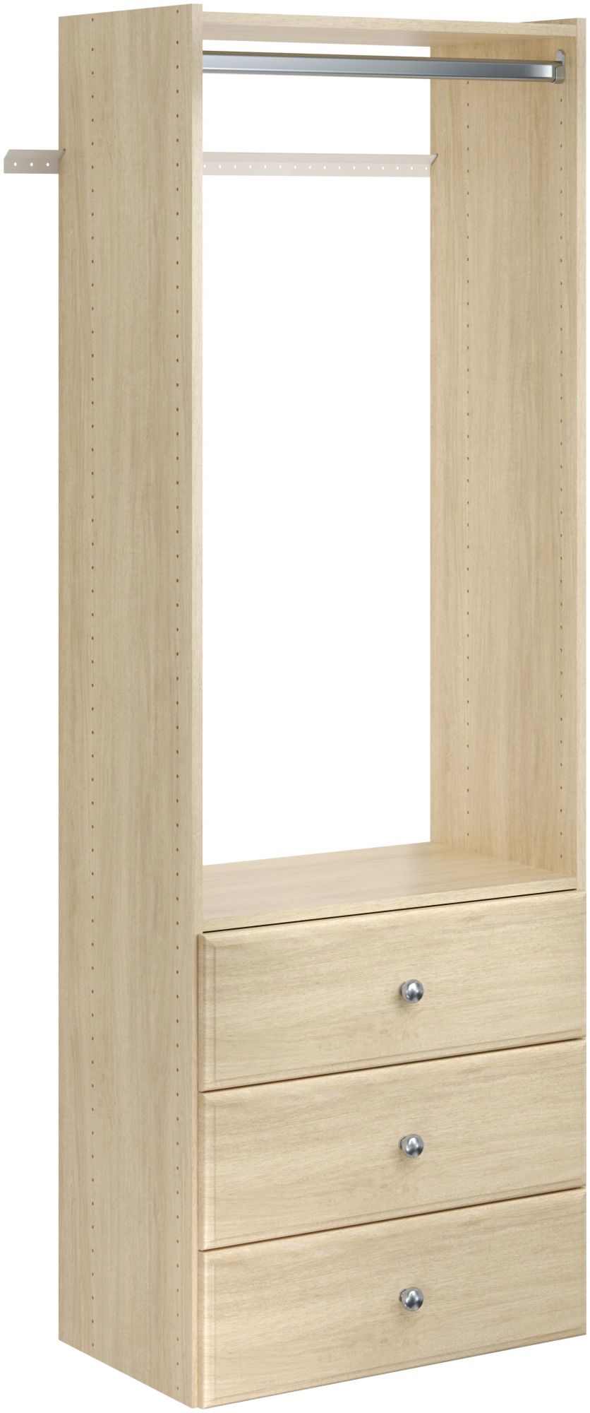 Easy Track PH32 25-1/8 Inch Wide Elite Closet Organizer System with Three Drawers Honey Blonde Storage and Organization Closet Organizers Closet