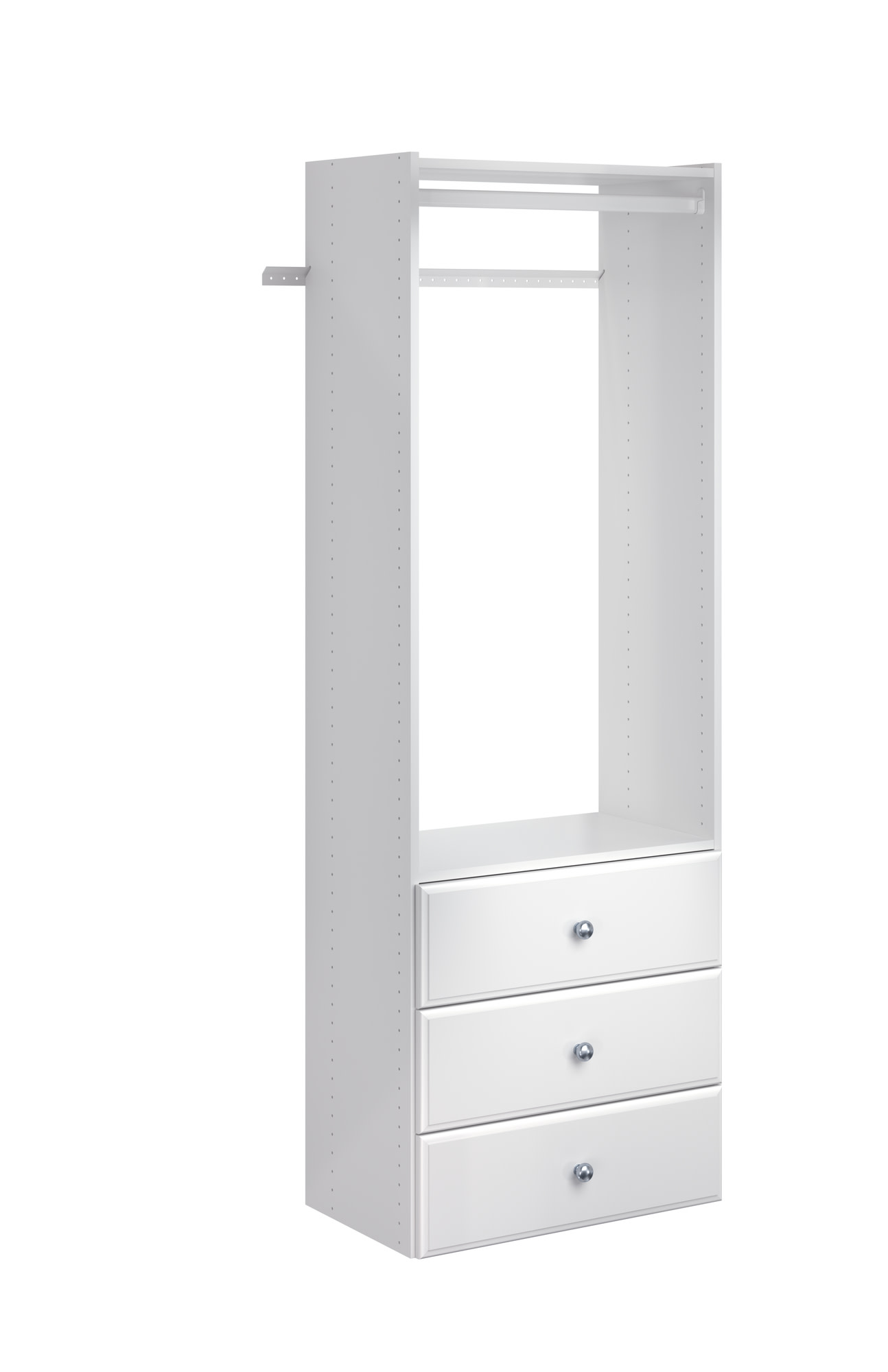 Easy Track PH32 25-1/8 Inch Wide Elite Closet Organizer System with Three Drawers White Storage and Organization Closet Organizers Closet Systems