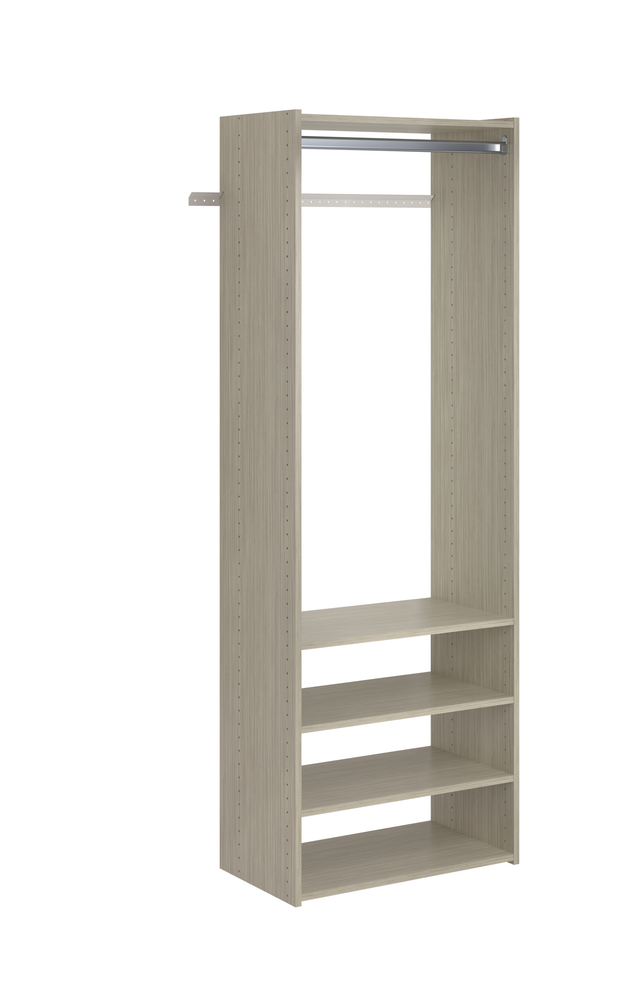 Easy Track PH34 25-1/8 Inch Wide Closet Organizer System with Three Shelves Weathered Grey Storage and Organization Closet Organizers Closet Systems