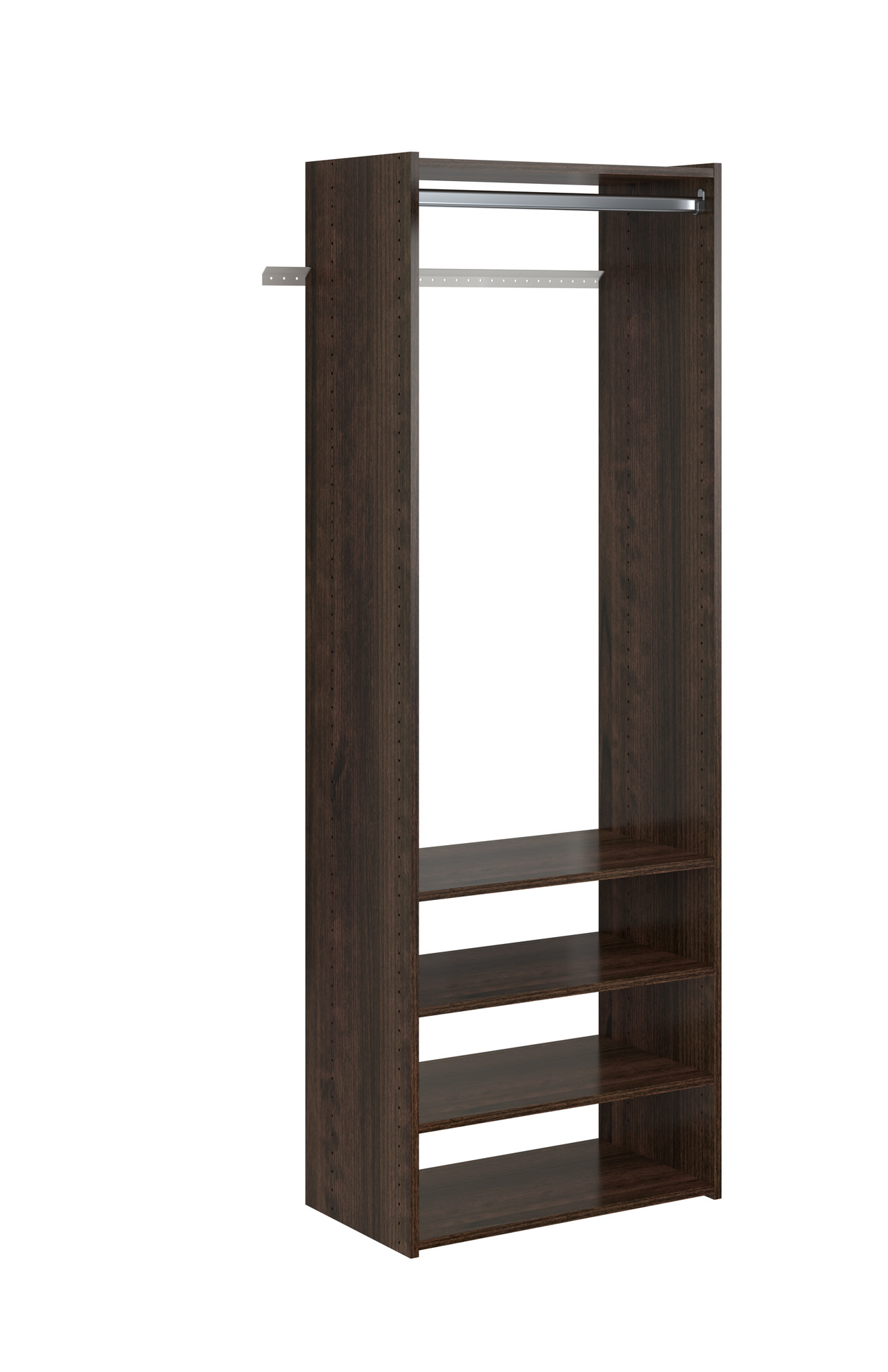 Easy Track PH34 25-1/8 Inch Wide Closet Organizer System with Three Shelves Truffle Storage and Organization Closet Organizers Closet Systems