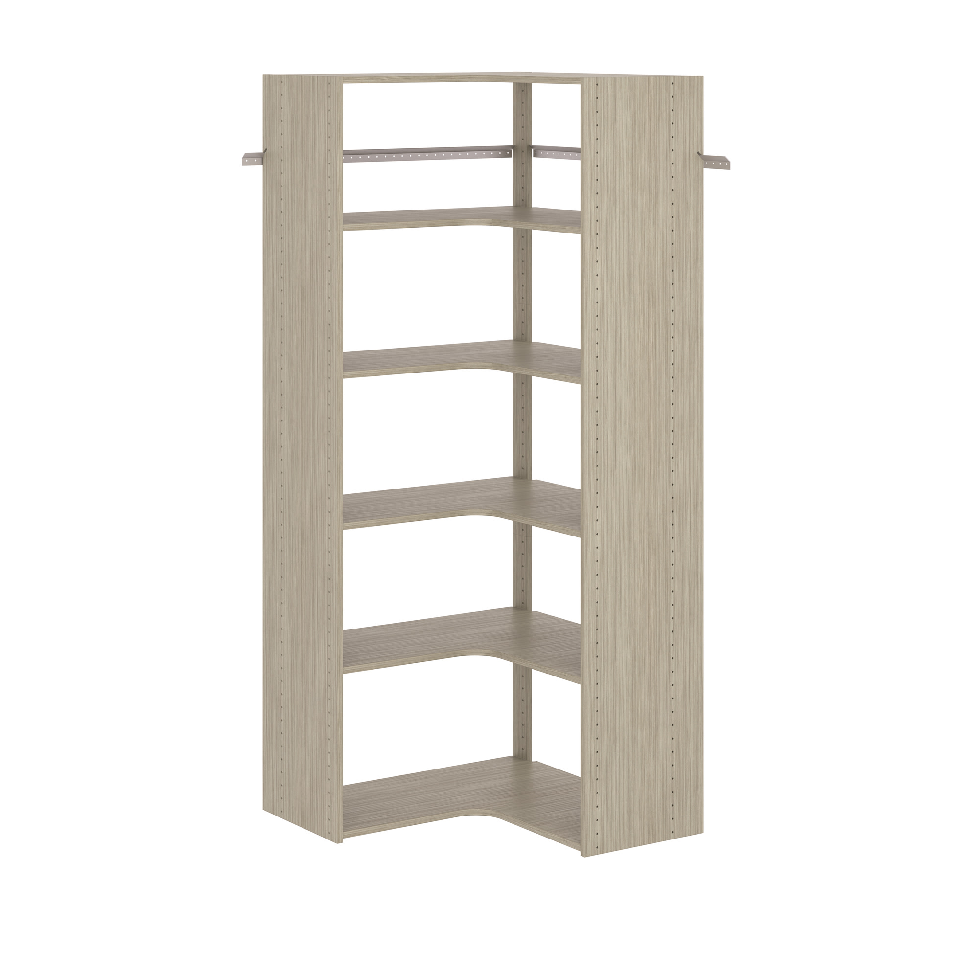 Easy Track PH42 30-1/2 Inch Wide Corner Closet Organizer System Weathered Grey Storage and Organization Closet Organizers Closet Systems