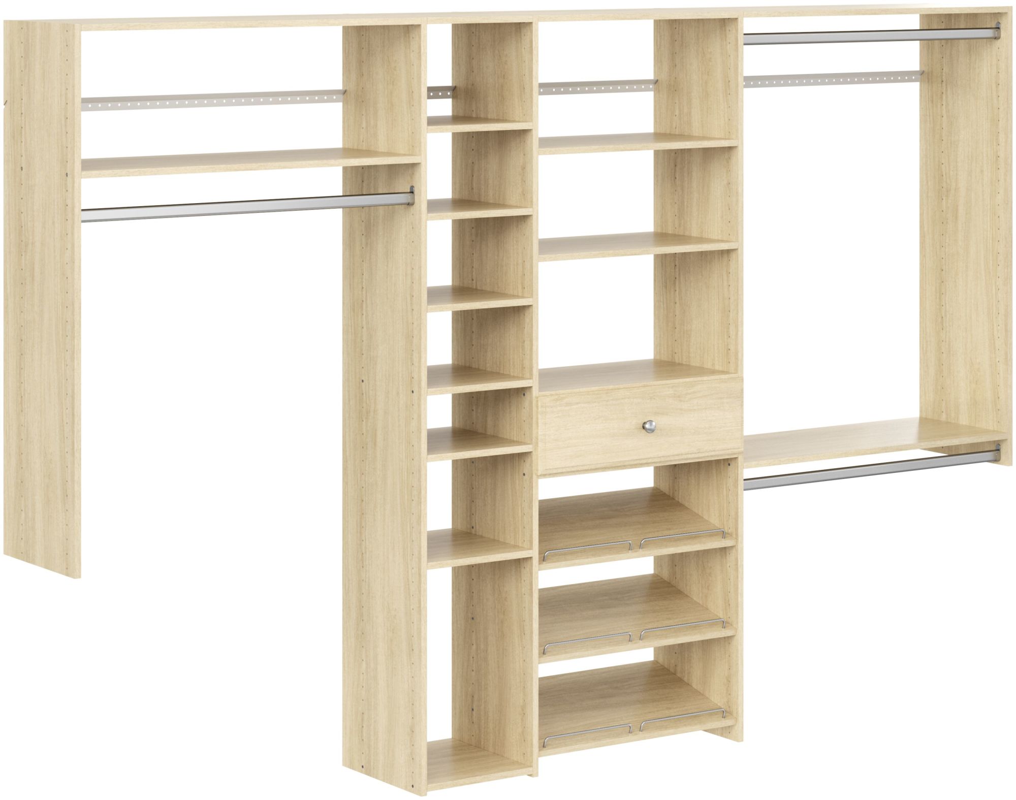 Easy Track PH44 108 Inch Wide Ultimate Closet Organizer System Honey Blonde Storage and Organization Closet Organizers Closet Systems