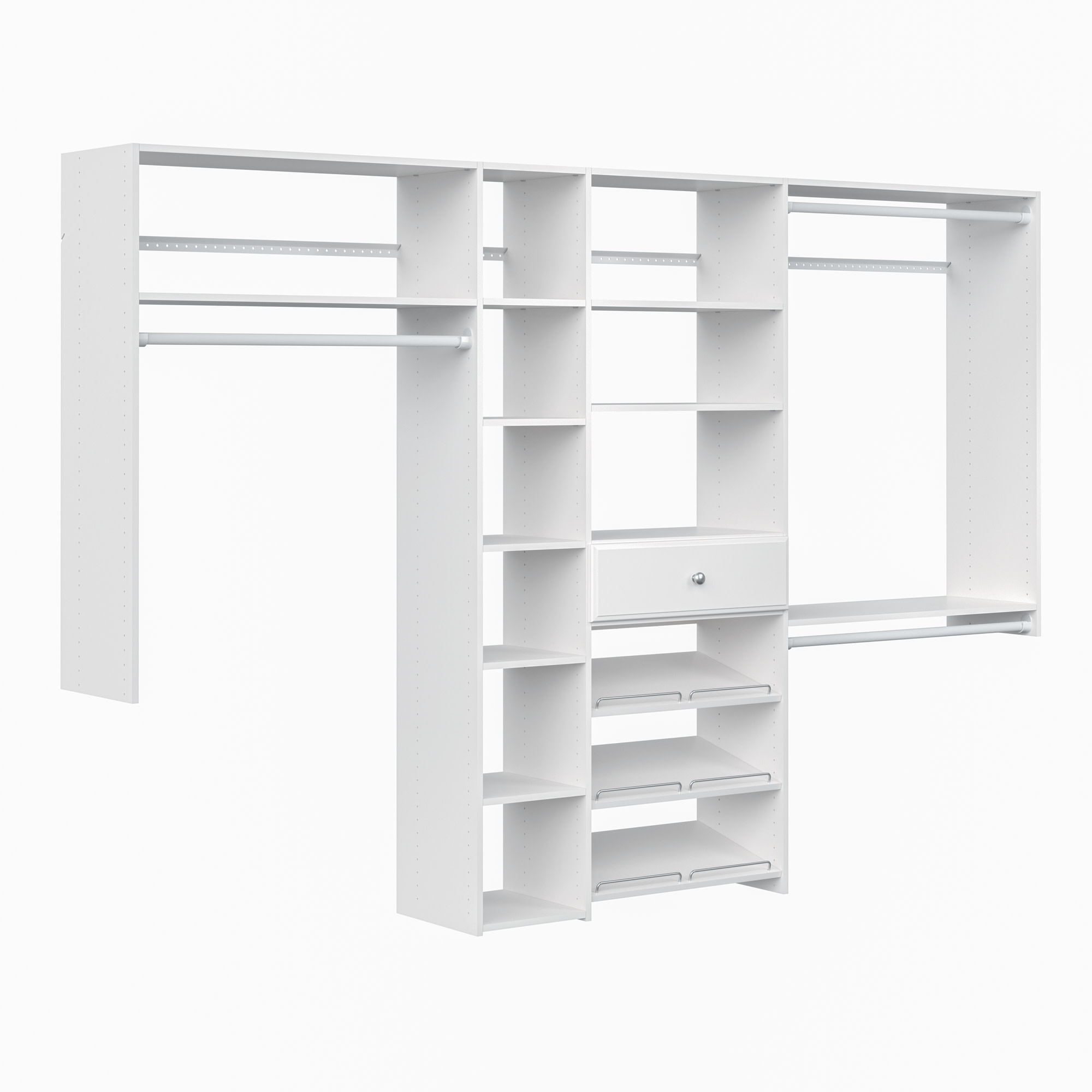 Easy Track PH44 108 Inch Wide Ultimate Closet Organizer System White Storage and Organization Closet Organizers Closet Systems