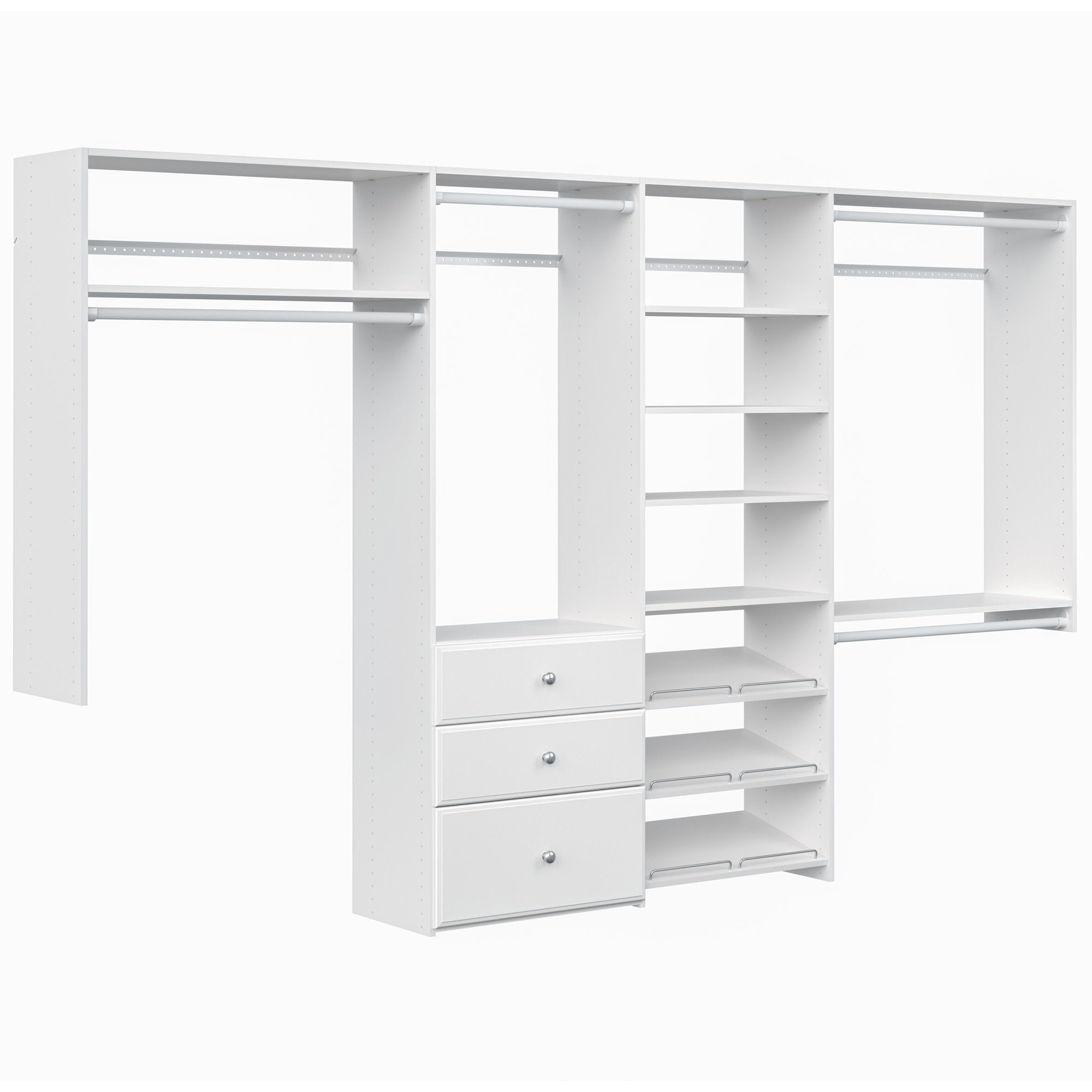 Easy Track PH45 120 Inch Wide Closet Organizer System White Storage and Organization Closet Organizers Closet Systems