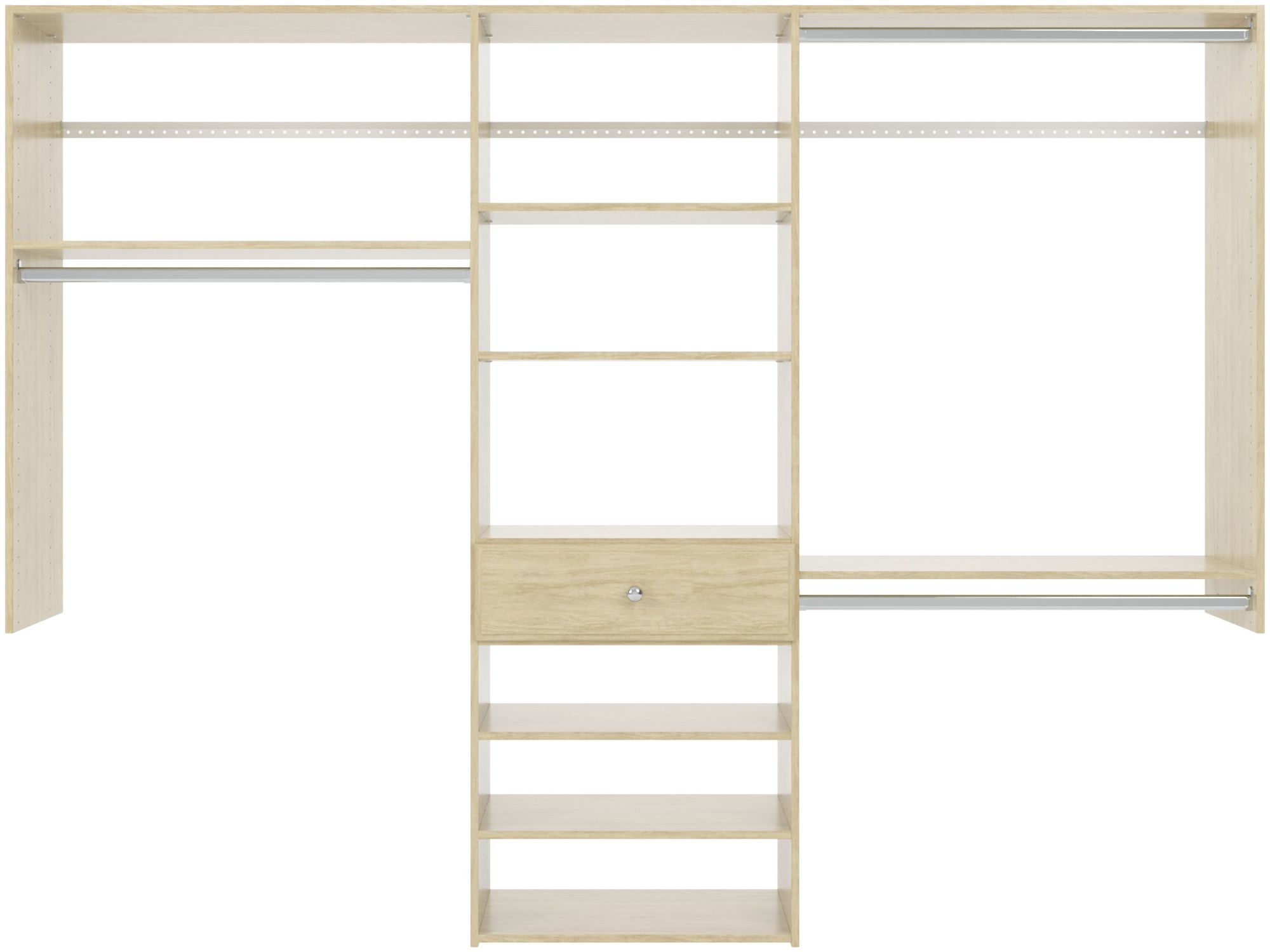 Easy Track PH53 96 Inch Wide Perfect Fit Reach-In Closet Organizer System Honey Blonde Storage and Organization Closet Organizers Closet Systems