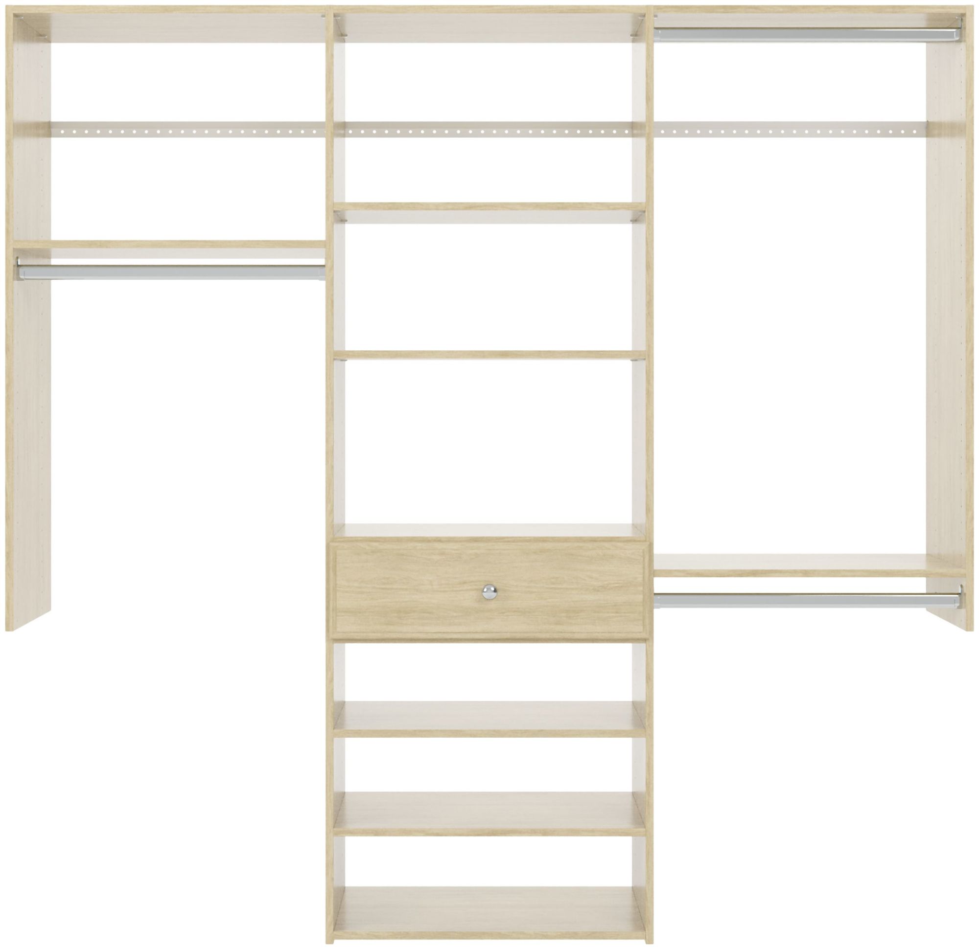 Easy Track PH57 72 Inch Wide Perfect Fit Reach-In Closet Organizer System Honey Blonde Storage and Organization Closet Organizers Closet Systems
