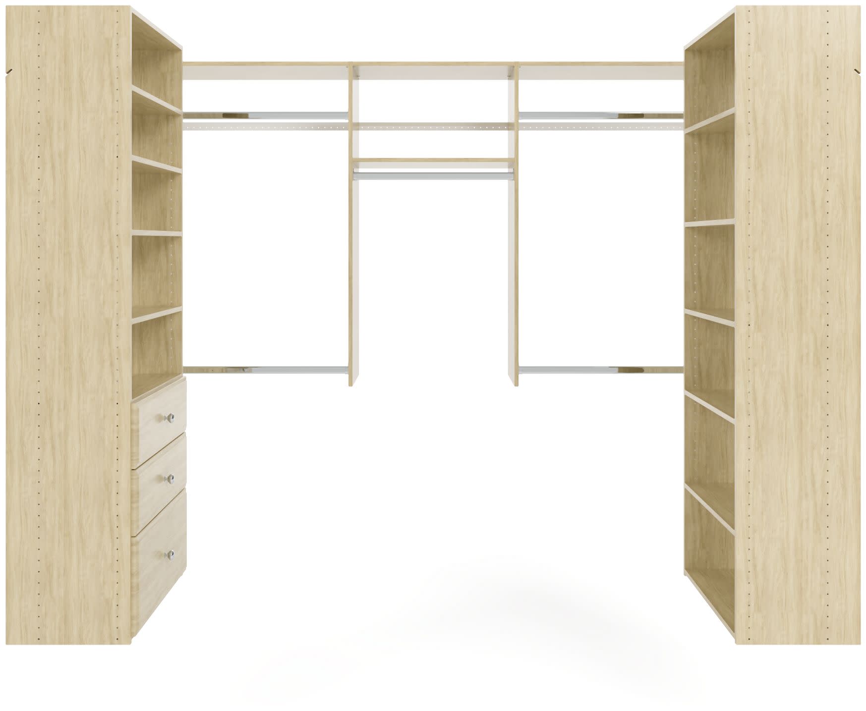 Easy Track PH61 48 Inch x 96 Inch x 48 Inch U-Shape Walk-In Closet Organizer System Honey Blonde Storage and Organization Closet Organizers Closet