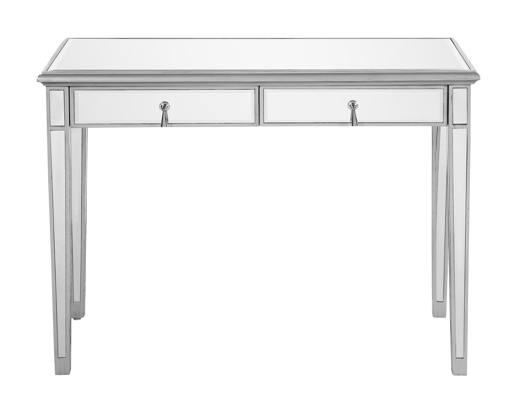 Photos - Office Desk Elegant Lighting MF6-1006 Chamberlan 42 Inches Wide Hand Painted Wood Dressing Table with Mirrored Accents Silver Indoor Fur 